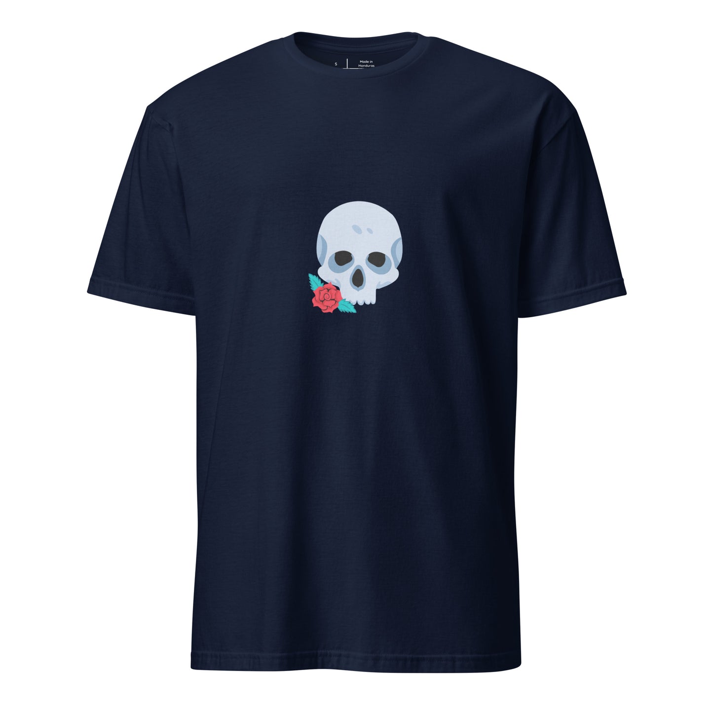 Skull & Flora - Dark Romance - Short-Sleeve Unisex T-Shirt - Graphic Tee - Navy - Front