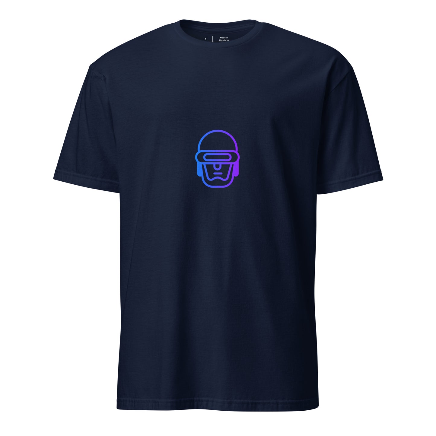 Robo - Neon-Lined Helmet- Short-Sleeve Unisex T-Shirt - Graphic Tee - Navy - Front