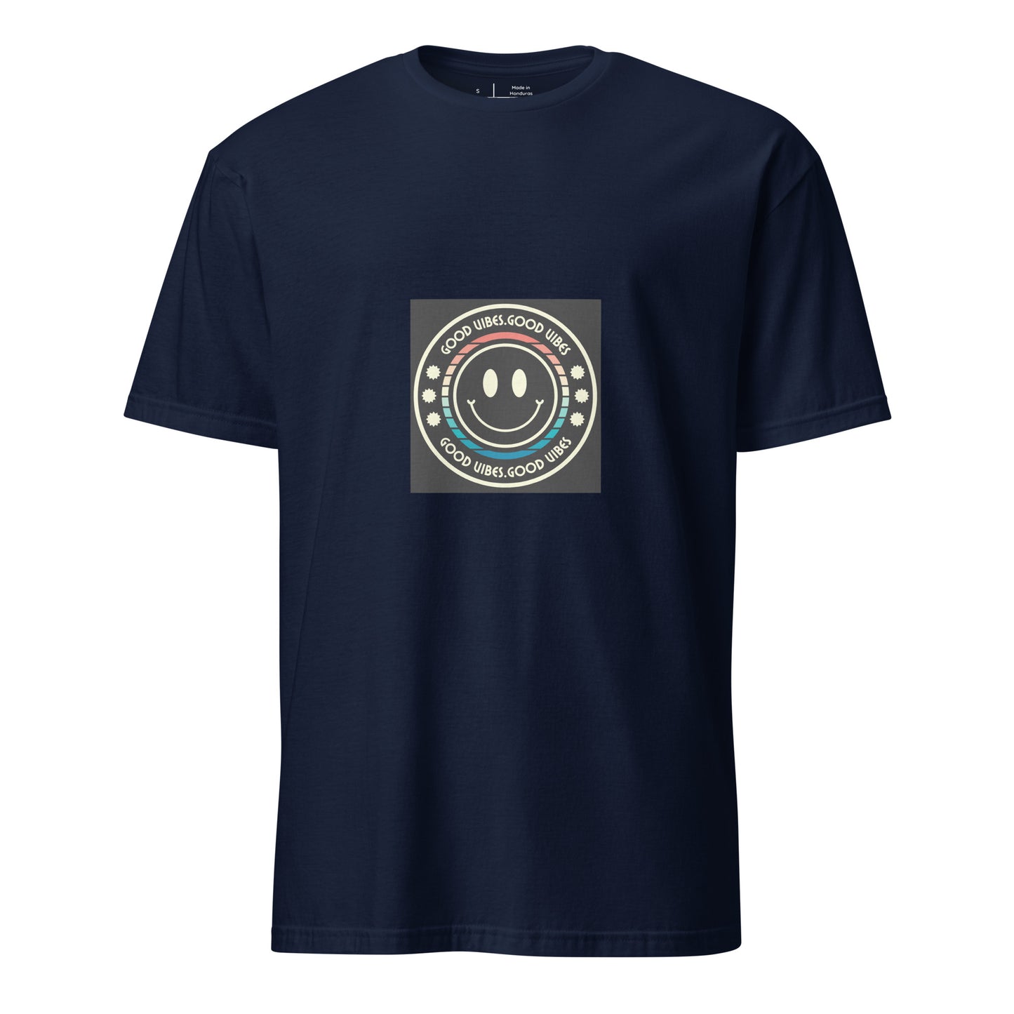 Good Vibes - Smiley Festival Energy - Short-Sleeve Unisex T-Shirt - Graphic Tee - Navy - Front