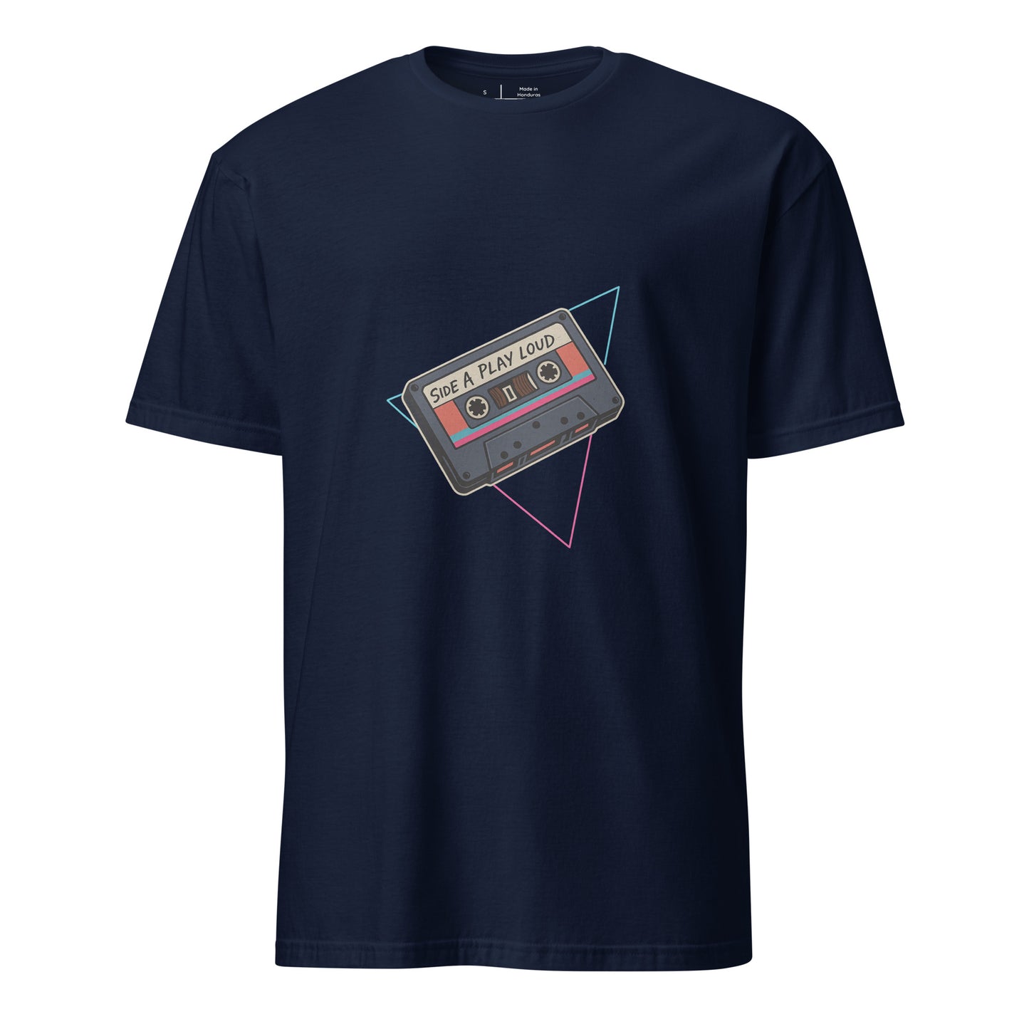 Side A. Play Loud - Retro Music Lover - Short-Sleeve Unisex T-Shirt - Graphic Tee - Navy - Front