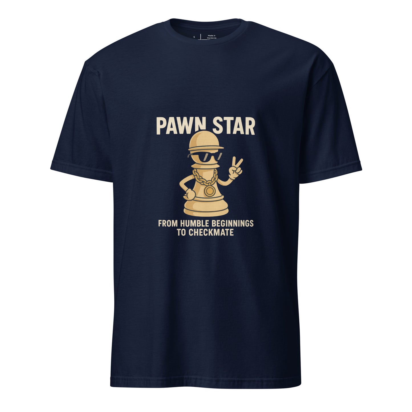 Pawn Star – Funny Chess Humour - Short-Sleeve Unisex T-Shirt - Graphic Tee - Navy - Front