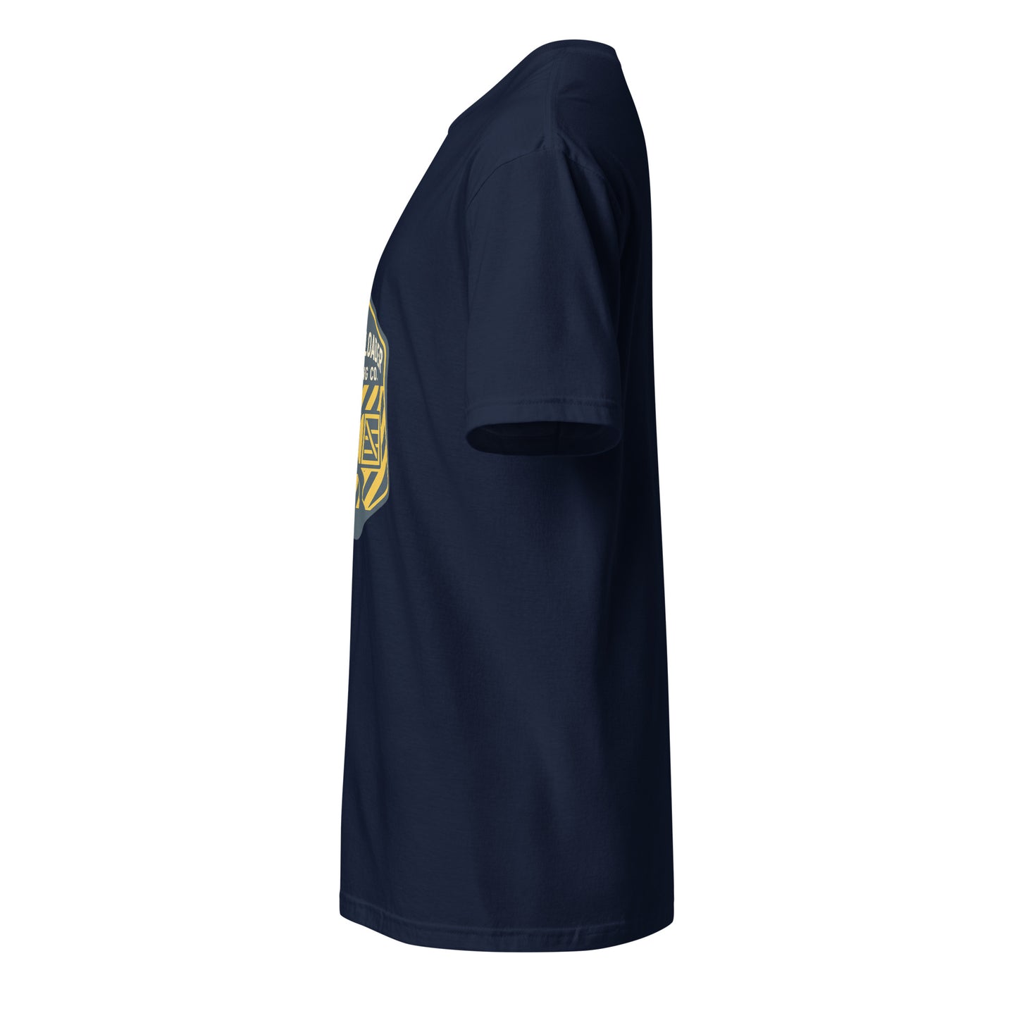 Power Loading.co - Sci-fi Nostalgia - Short-Sleeve Unisex T-Shirt - Graphic Tee - Navy - Left side