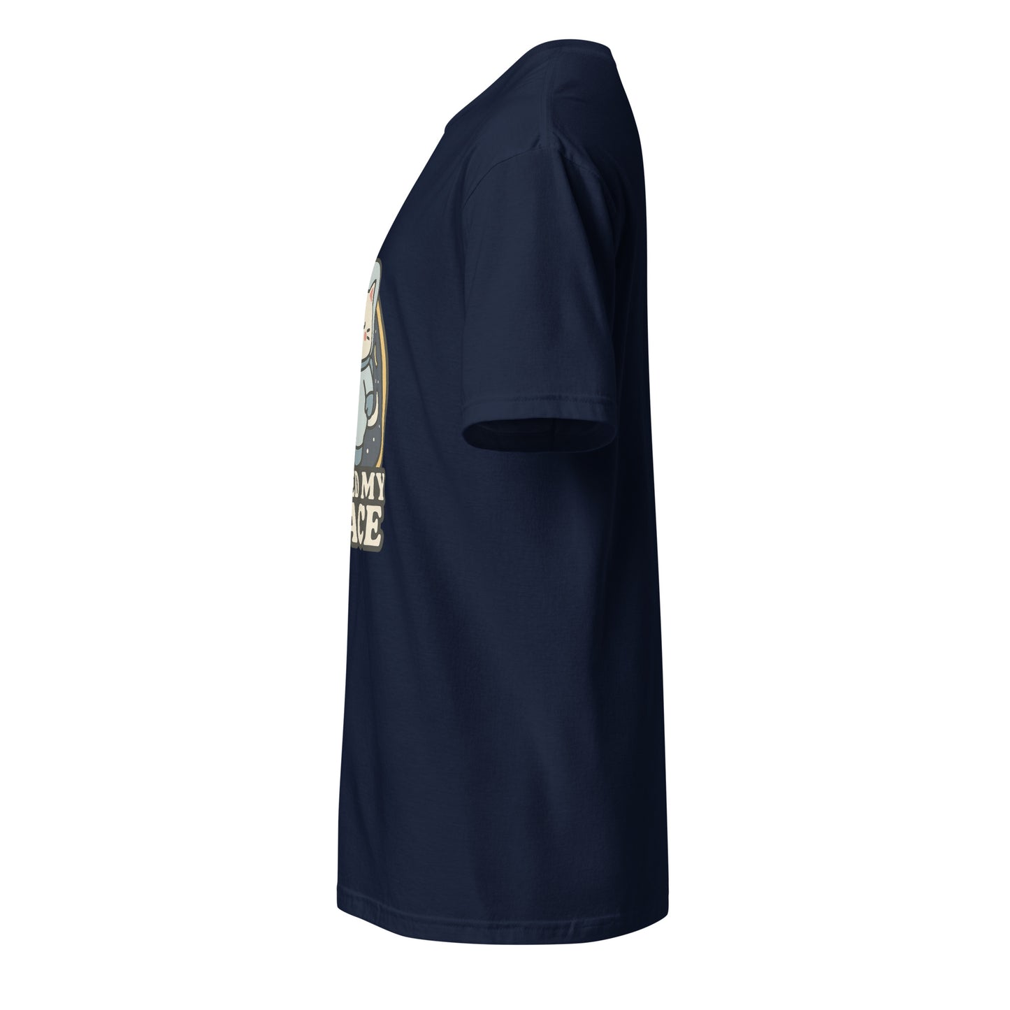 I Need Space – Lucky Cat Astronaut - Short-Sleeve Unisex T-Shirt - Graphic Tee - Navy -Left side