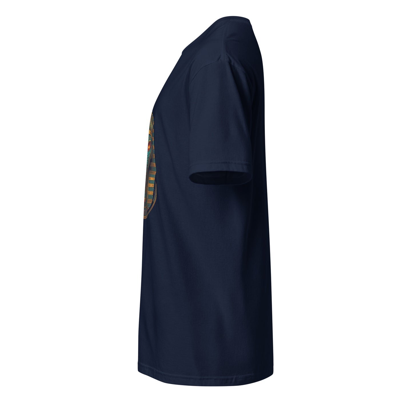 Neon Pharaoh – Cyber King - Short-Sleeve Unisex T-Shirt - Graphic Tee - Navy - Left side