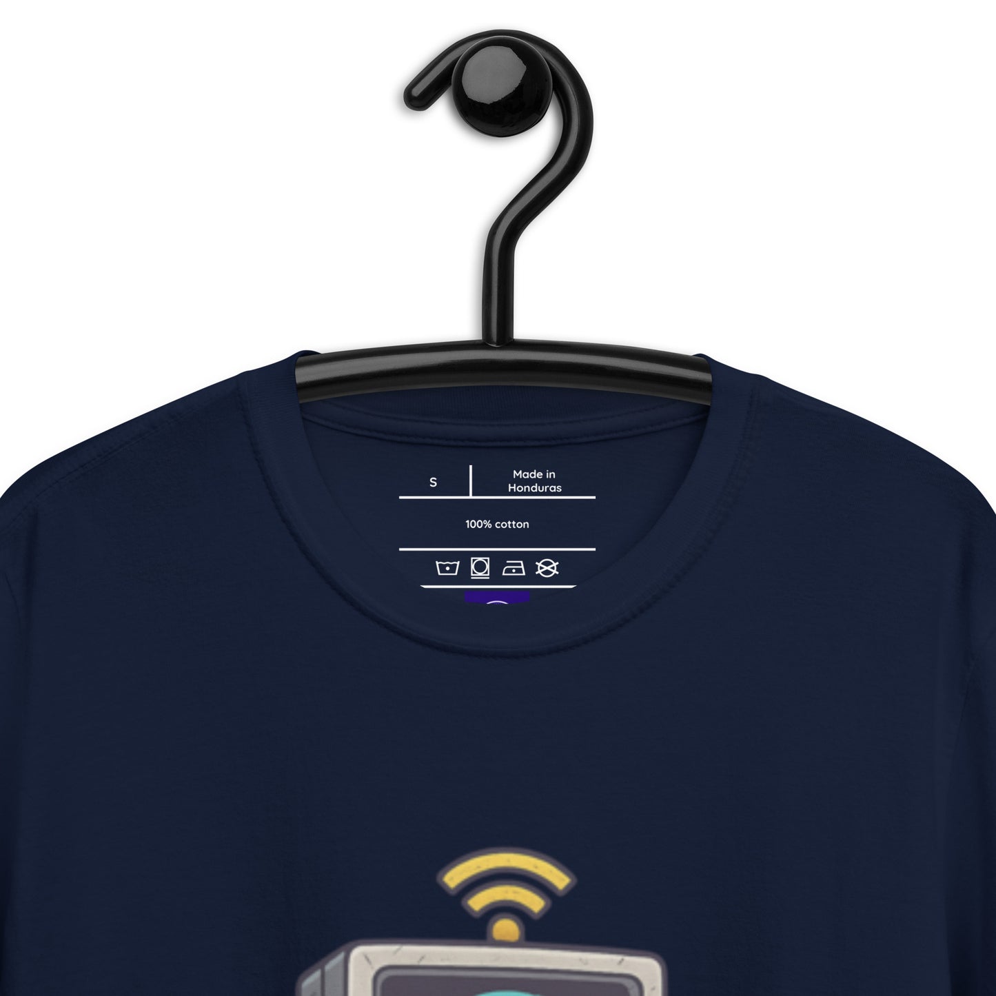 Digital Destroyer - Skeleton Bandwidth Battle - Short-Sleeve Unisex T-Shirt - Graphic Tee - Navy - Front Neckline