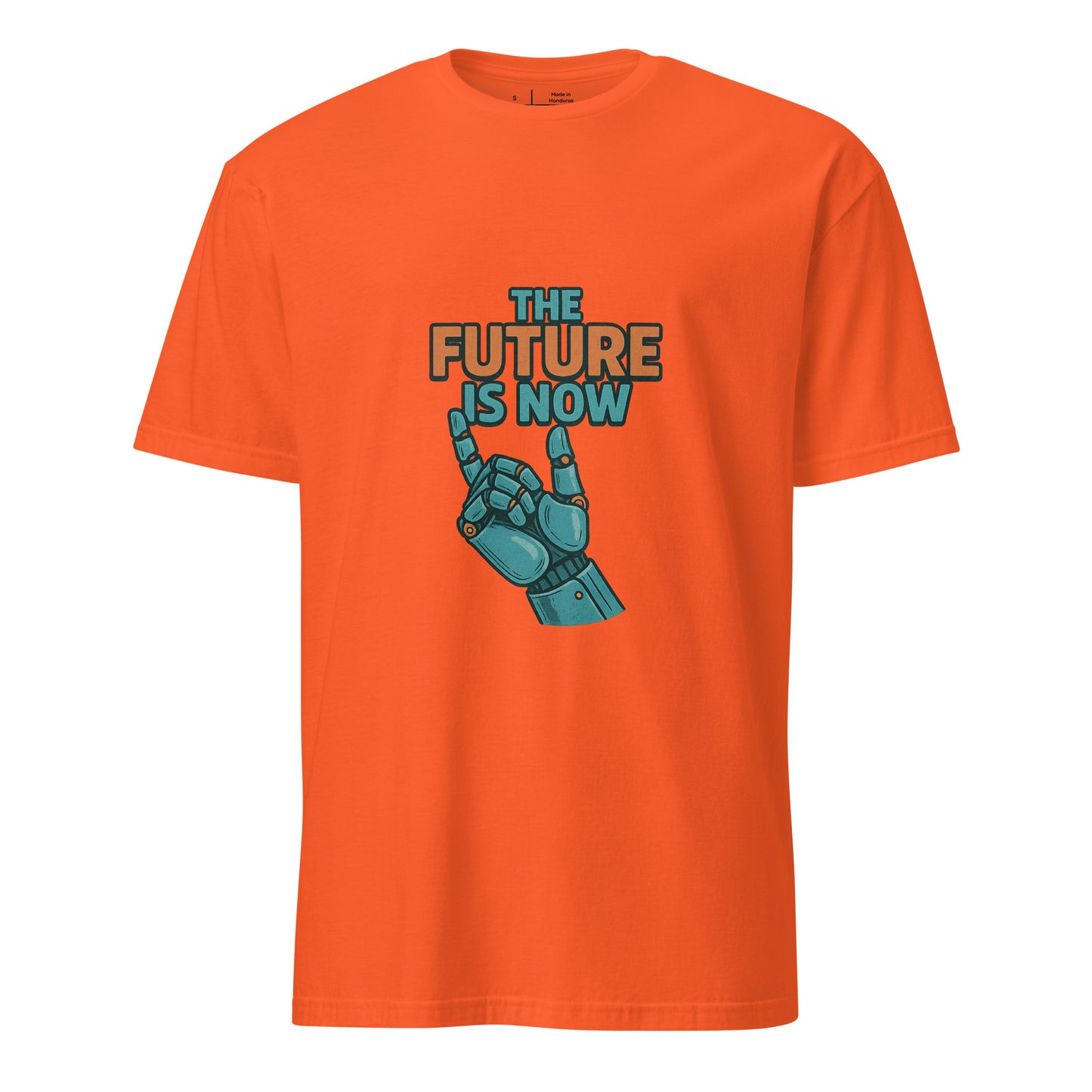 The Future Is Now - Futuristic Neon Tech - Short-Sleeve Unisex T-Shirt - Graphic Tee - Orange - Front