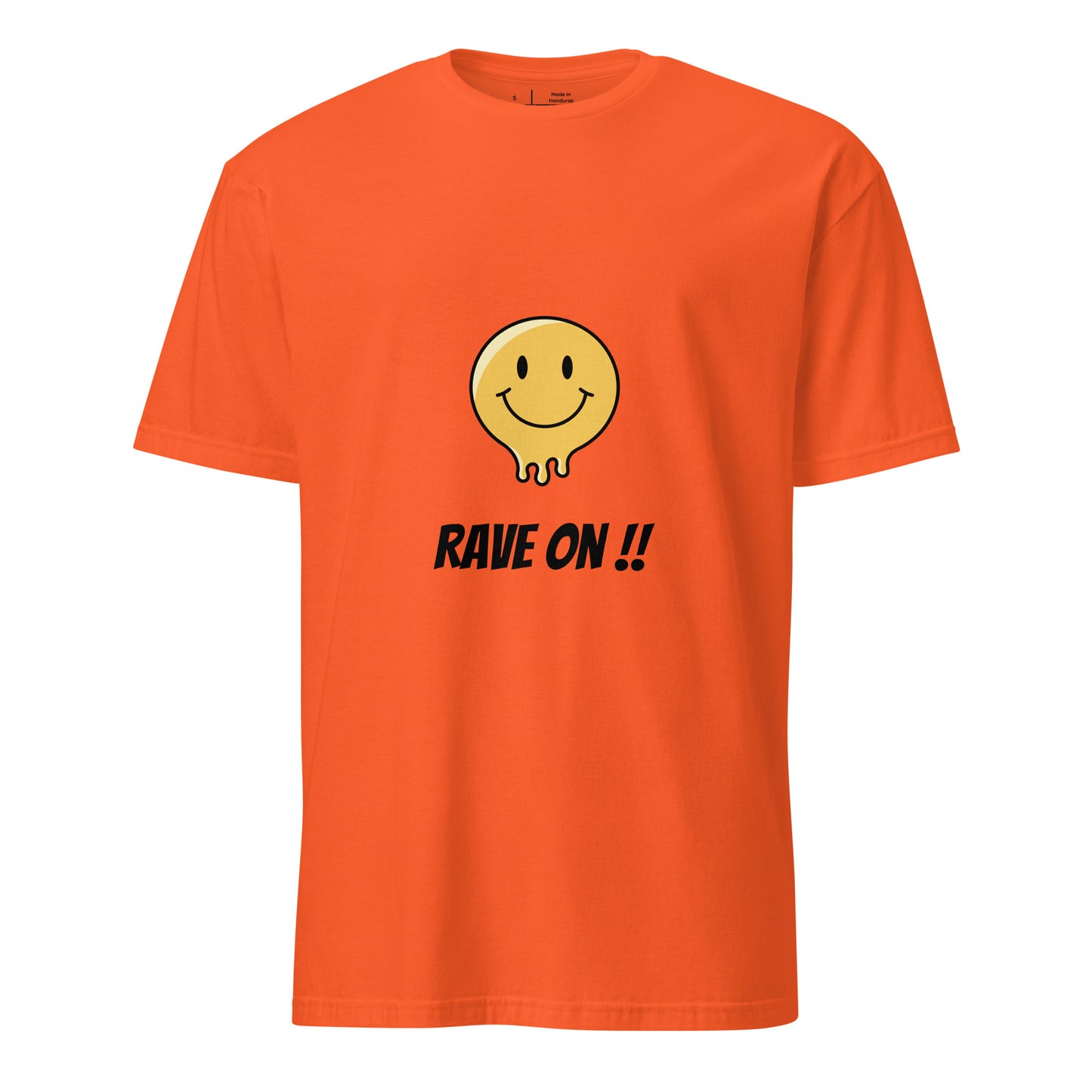 Rave On - Smiley Icon - Short-Sleeve Unisex T-Shirt - Graphic Tee - Orange - Front