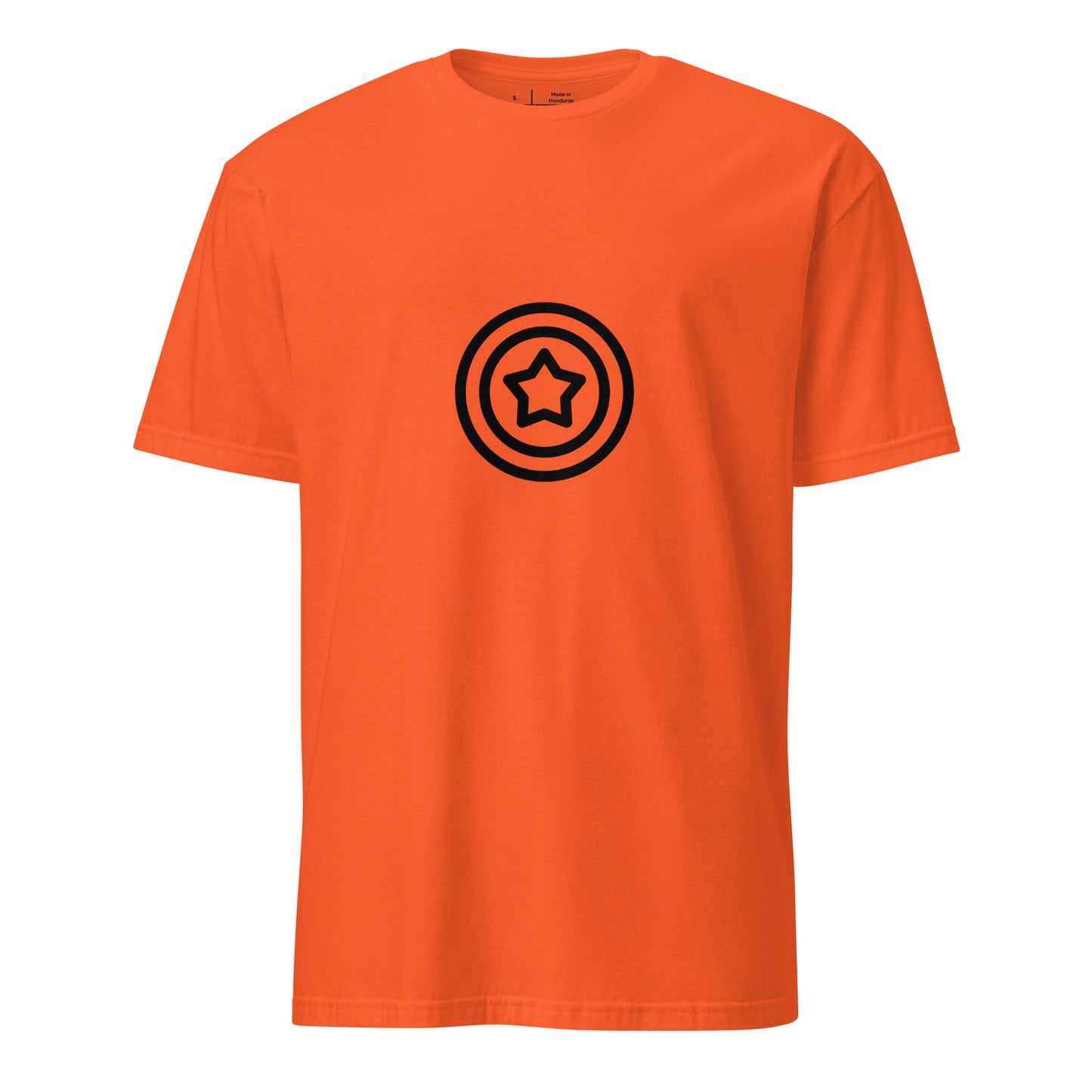 Shield - Minimalist Hero Emblem - Short-Sleeve - Unisex T-Shirt - Graphic Tee - Orange - Front