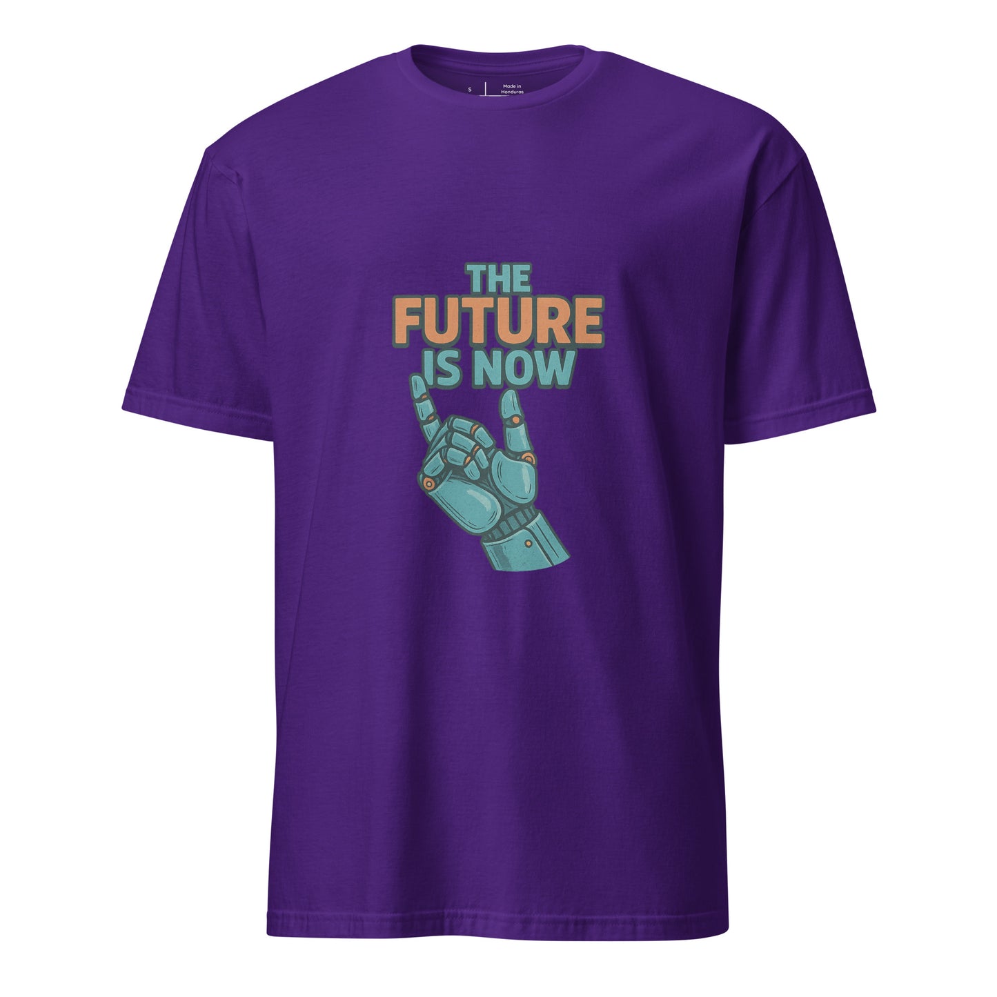 The Future Is Now - Futuristic Neon Tech - Short-Sleeve Unisex T-Shirt - Graphic Tee - Purple - Front