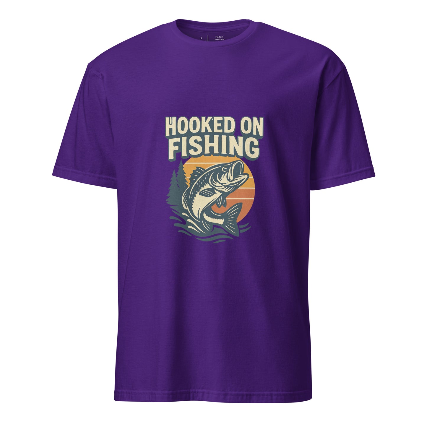 Hooked On Fishing - Hobbyist - Short-Sleeve Unisex T-Shirt - Graphic Tee - Purple - Front