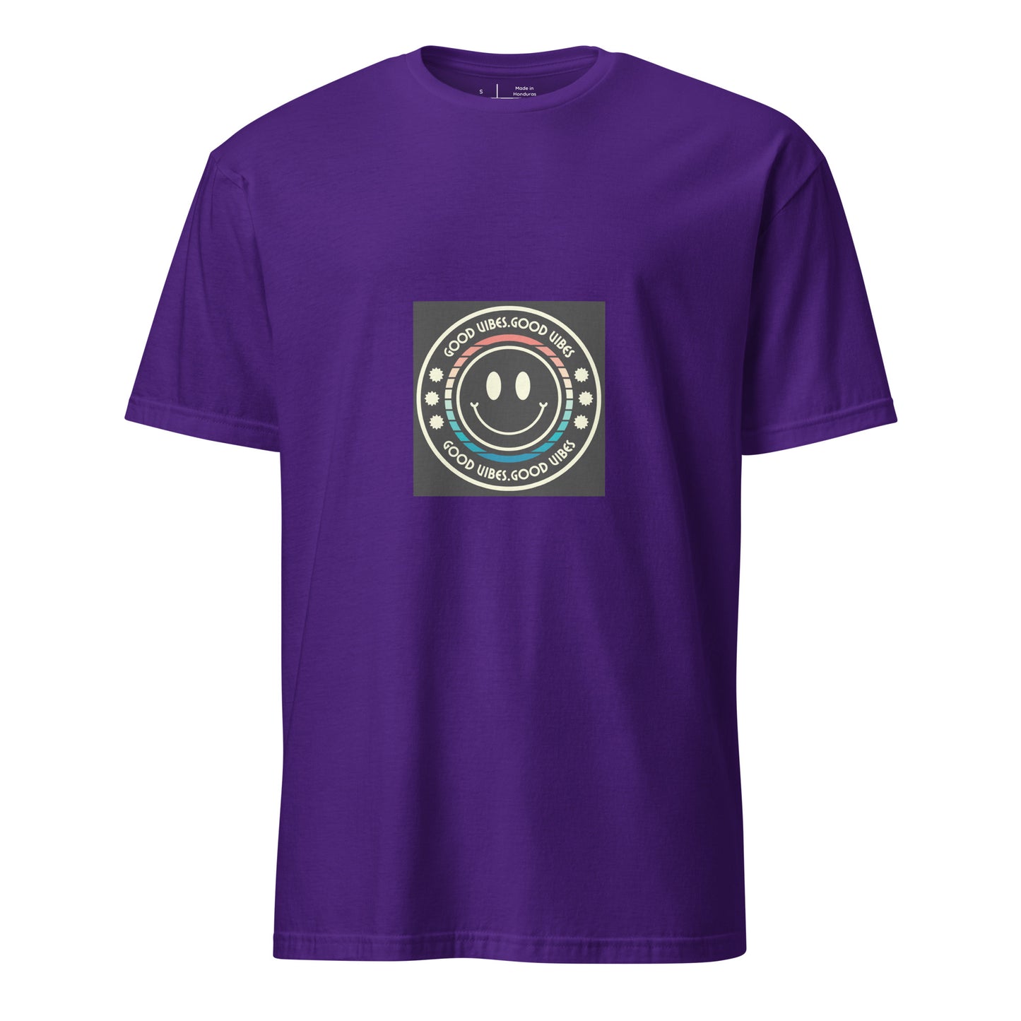Good Vibes - Smiley Festival Energy - Short-Sleeve Unisex T-Shirt - Graphic Tee - Purple - Front