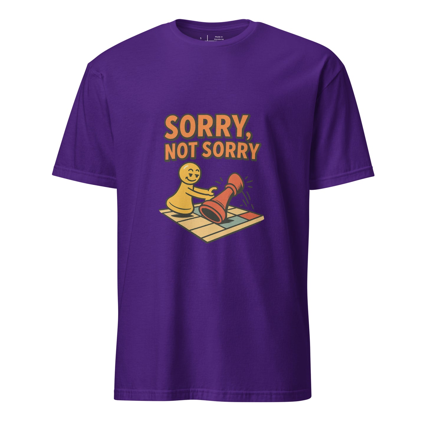 Sorry Not Sorry – Bold Attitude - Short-Sleeve Unisex T-Shirt - Graphic Tee - Purple - Front