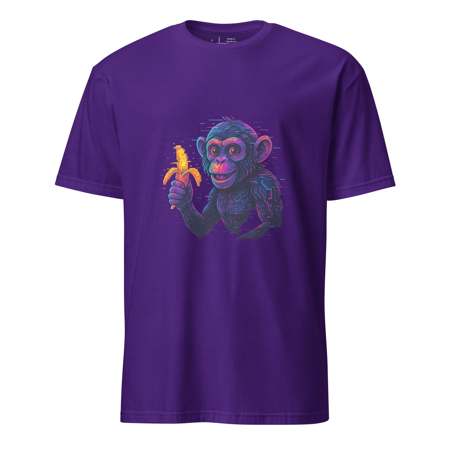 Cyber Monkey – Futuristic Primate - Short-Sleeve Unisex T-Shirt - Graphic Tee - Purple - Front