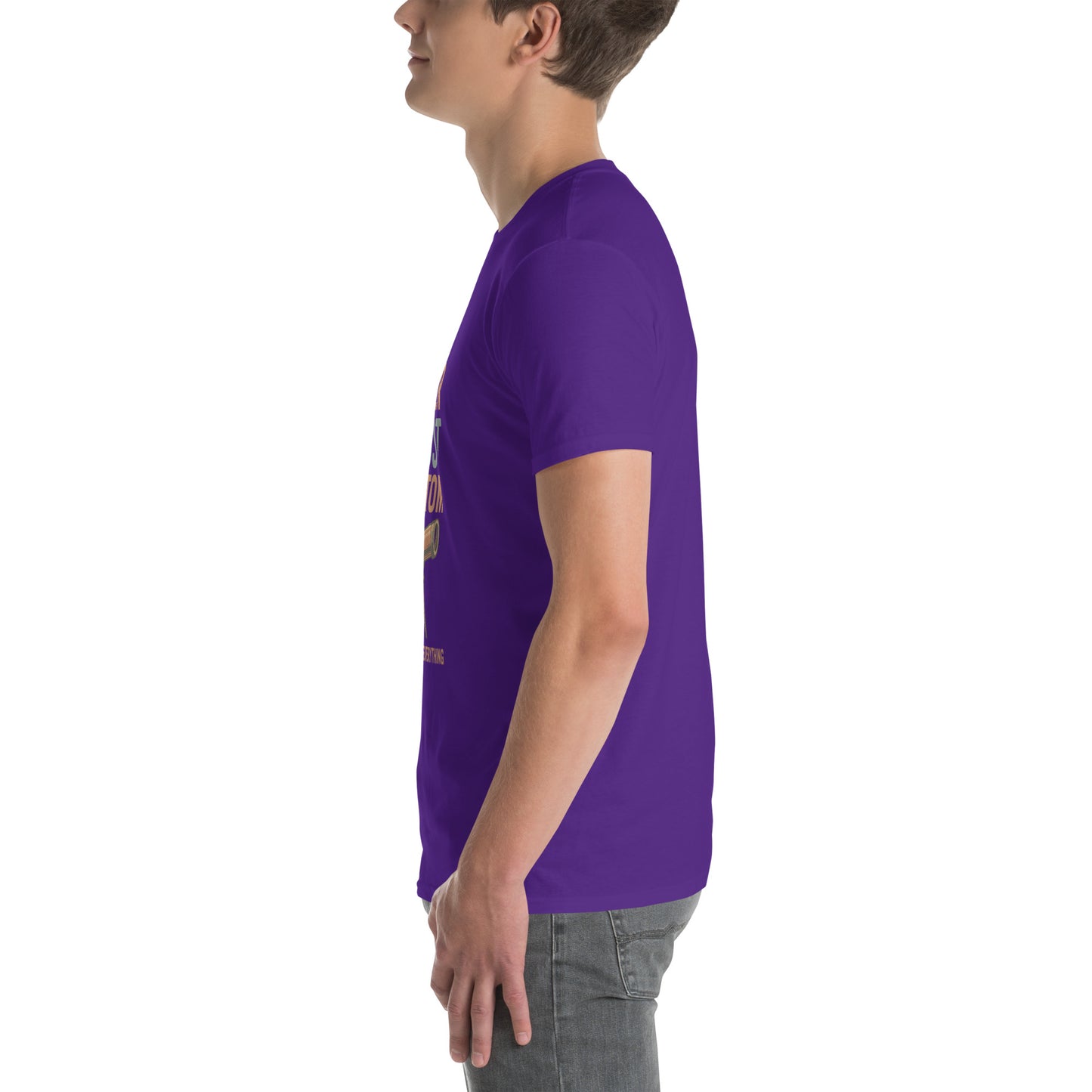 Never Trust An Atom - Science Joke - Short-Sleeve Unisex T-Shirt - Graphic Tee - Purple - Left side