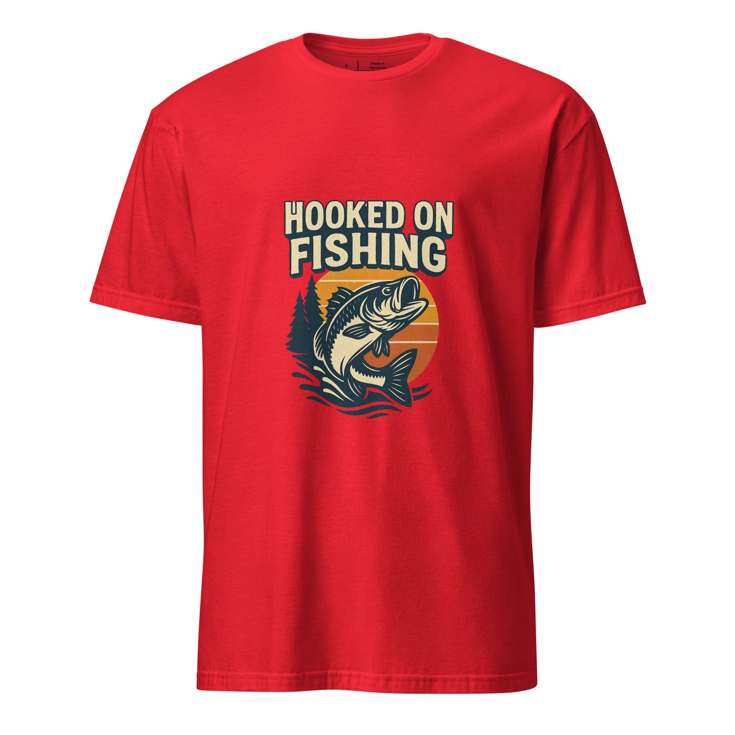 Hooked On Fishing - Hobbyist - Short-Sleeve Unisex T-Shirt - Graphic Tee - Red - Front