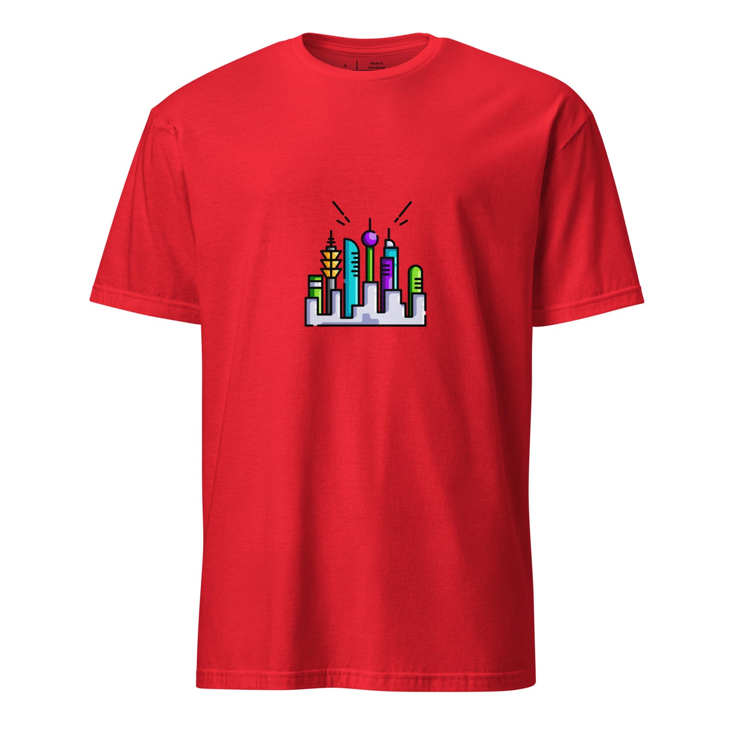 Cyber City 2 - Signal From The Skyline - Short-Sleeve Unisex T-Shirt - Graphic Tee - Red - Front