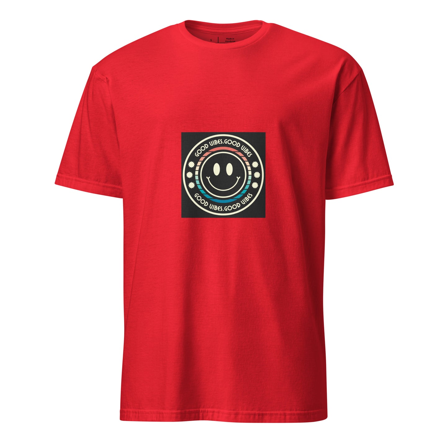 Good Vibes - Smiley Festival Energy - Short-Sleeve Unisex T-Shirt - Graphic Tee - Red - Front