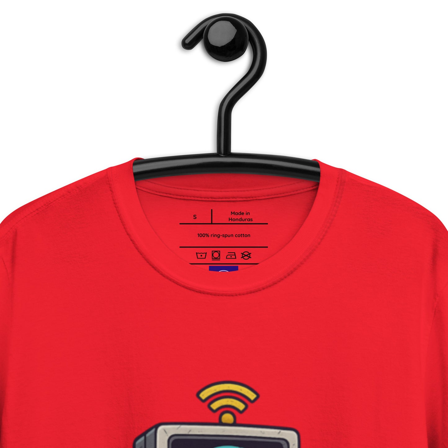 Digital Destroyer - Skeleton Bandwidth Battle - Short-Sleeve Unisex T-Shirt - Graphic Tee - Red - Front Neckline