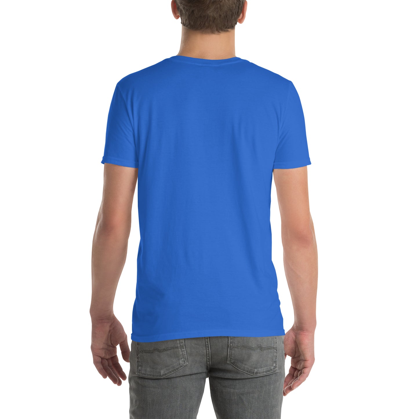 Never Trust An Atom - Science Joke - Short-Sleeve Unisex T-Shirt - Graphic Tee - Royal Blue - Back