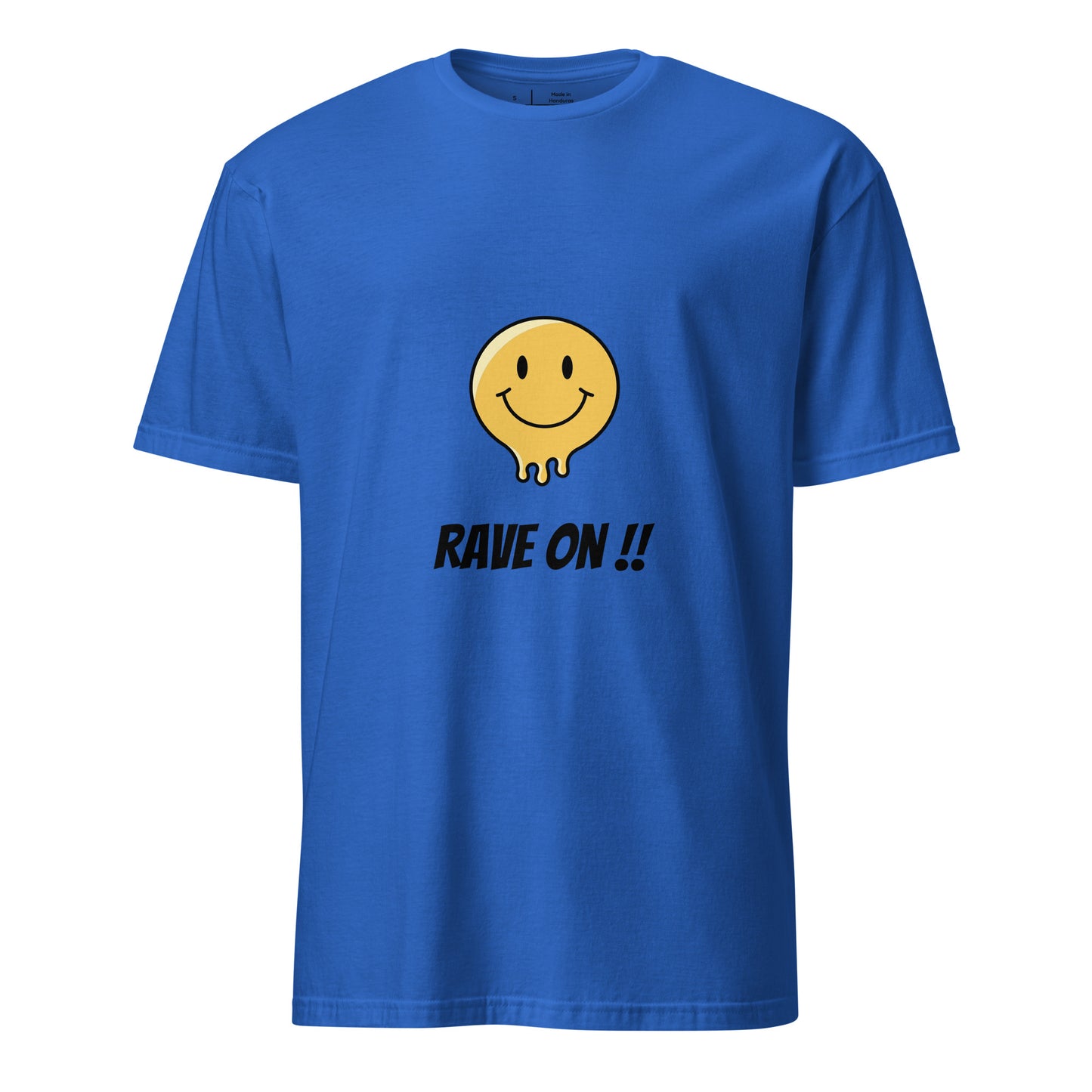 Rave On - Smiley Icon - Short-Sleeve Unisex T-Shirt - Graphic Tee - Royal Blue - Front