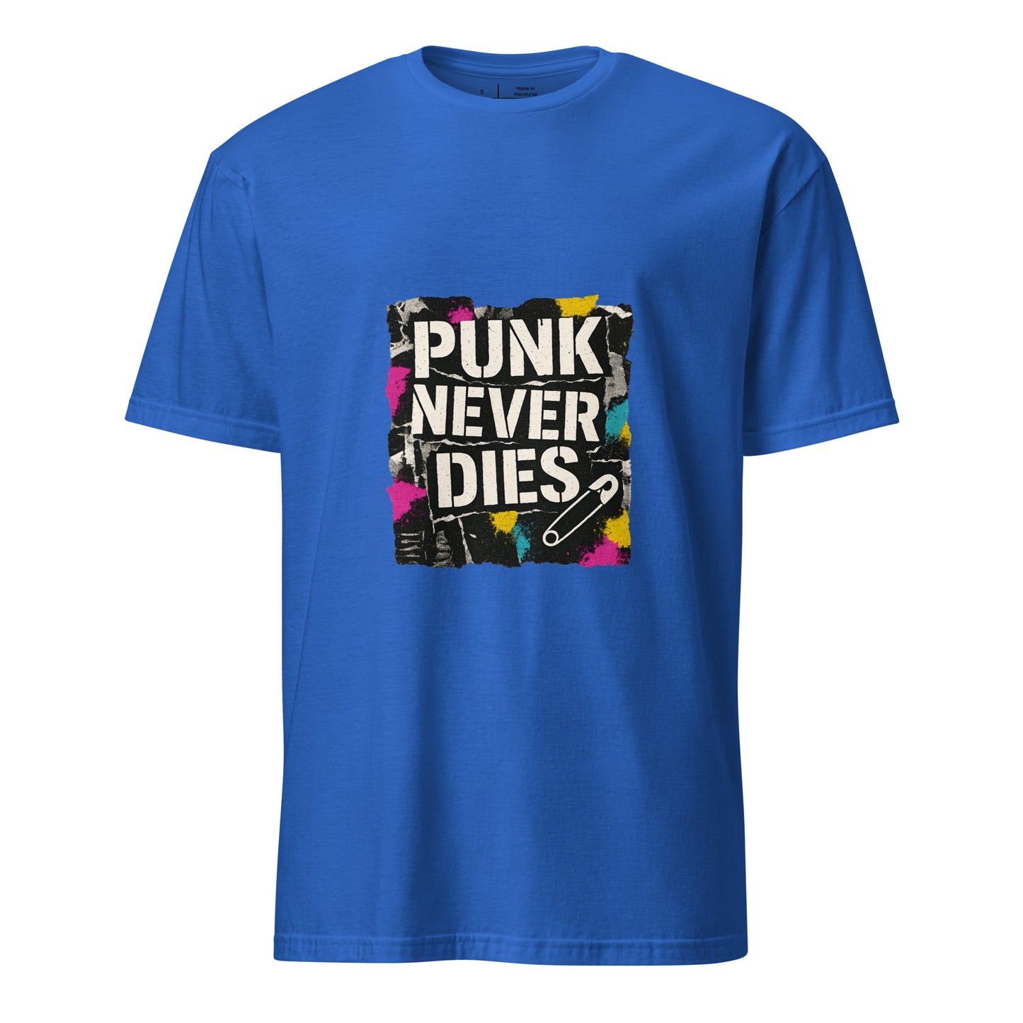 Punk Never Dies – Retro Punk Rock - Short-Sleeve Unisex T-Shirt - Graphic Tee - Royal Blue - Front