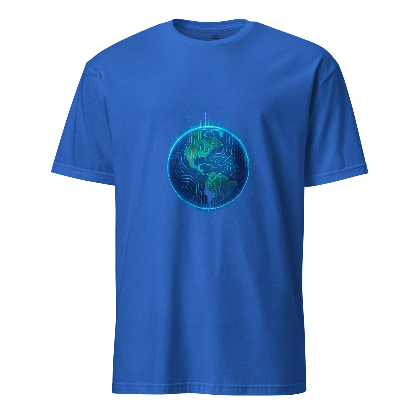 Cosmic Circuitry - Futuristic Cyberpunk - Short-Sleeve Unisex T-Shirt - Graphic Tee - Royal Blue - Front
