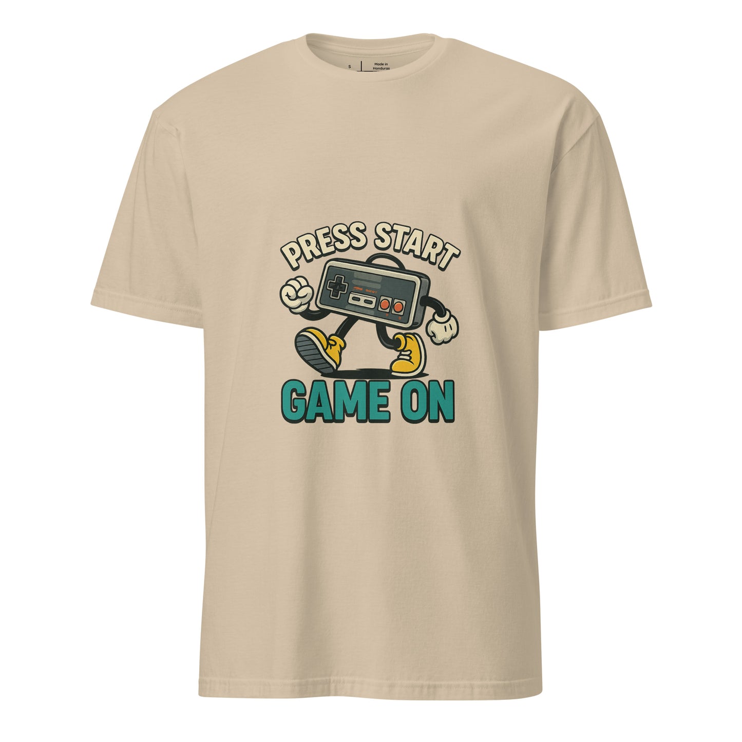 Press Start - Retro Gamer - Short-Sleeve T-Shirt - Graphic Tee - Sand - Front