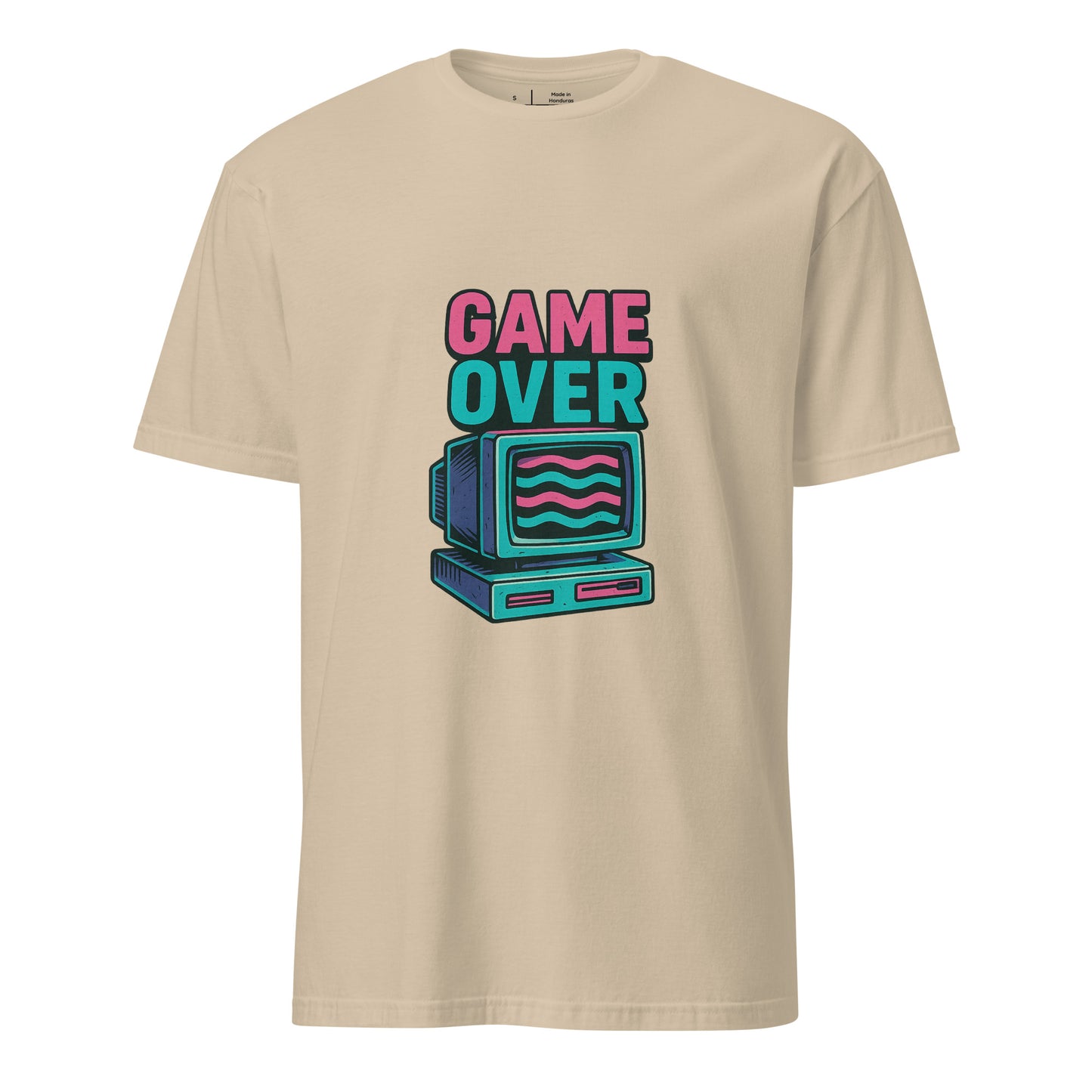 Game Over - Retro Gamer Glitch - Short-Sleeve Unisex T-Shirt - Graphic Tee - Sand - Front