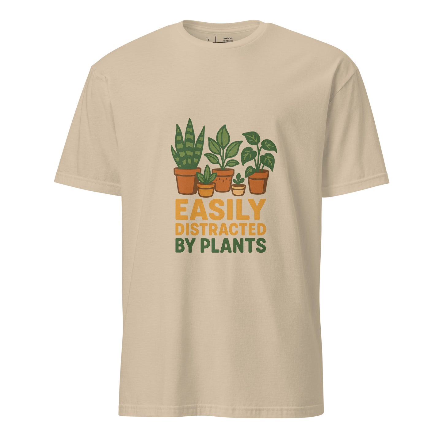 Easily Distracted By Plants - Short-Sleeve Unisex T-Shirt - Graphic Tee - Sand - Front