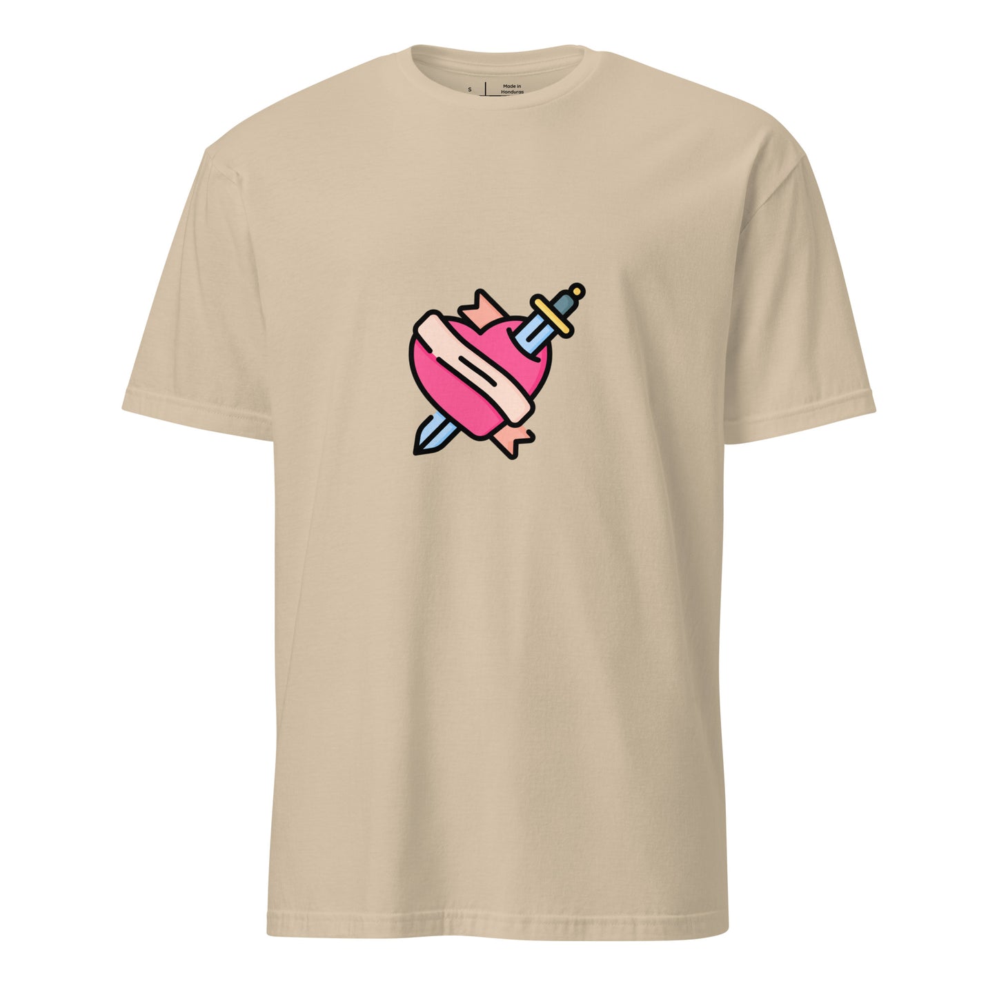 Heart & Dagger - Tattoo-Inspired Art - Short-Sleeve Unisex T-Shirt - Graphic Tee - Sand - Front