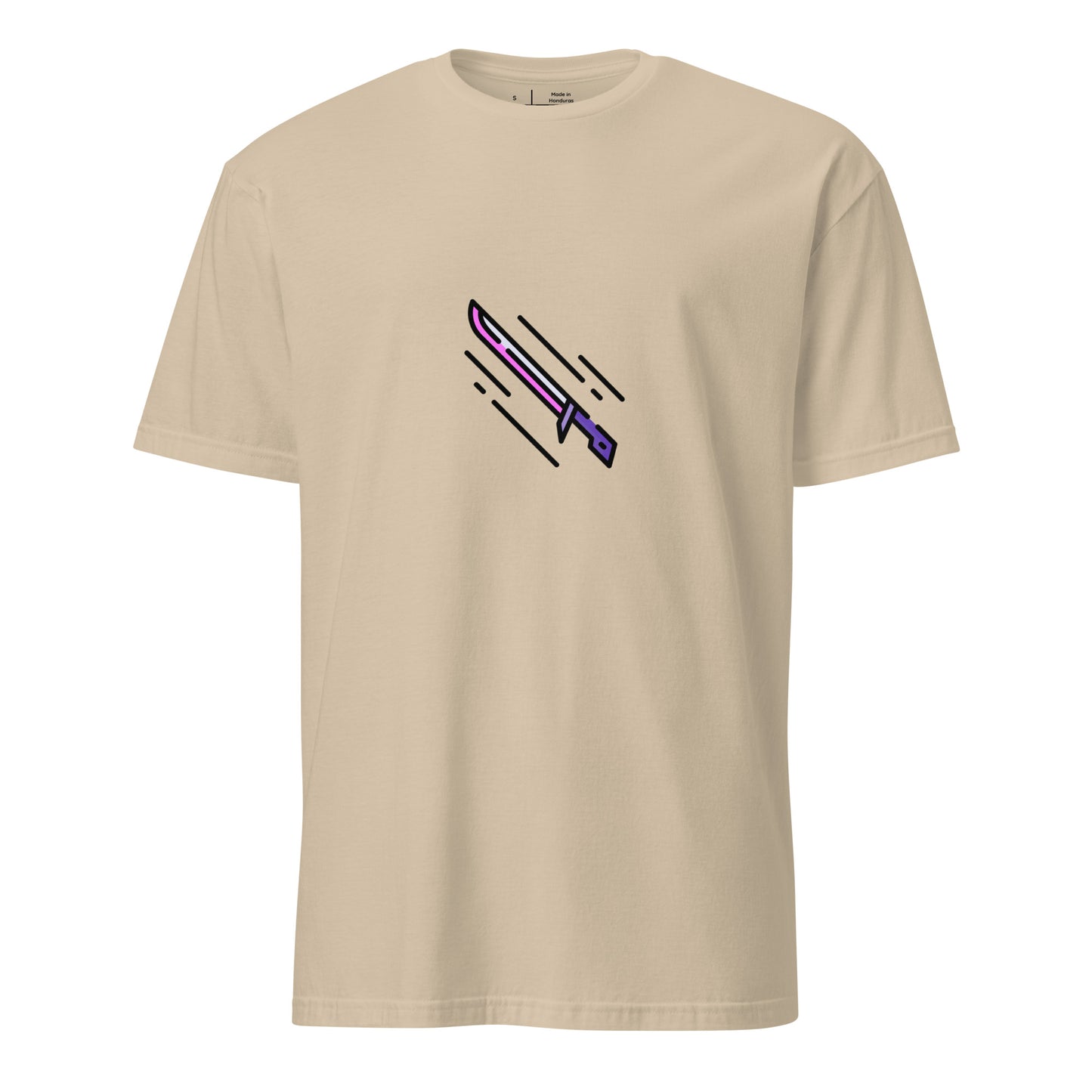 Cyber Sword – Blade Of The Neon Future - Short-Sleeve Unisex T-Shirt - Graphic Tee - Sand - Front