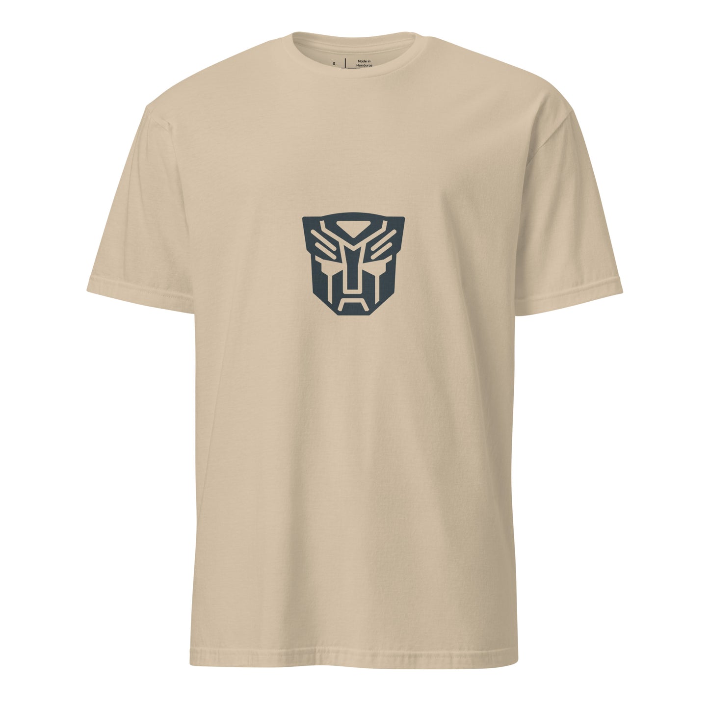 Tranzforma 1 - Minimalist Heroic Mech Icon - Short-Sleeve Unisex T-Shirt - Graphic Tee - Sand - Front