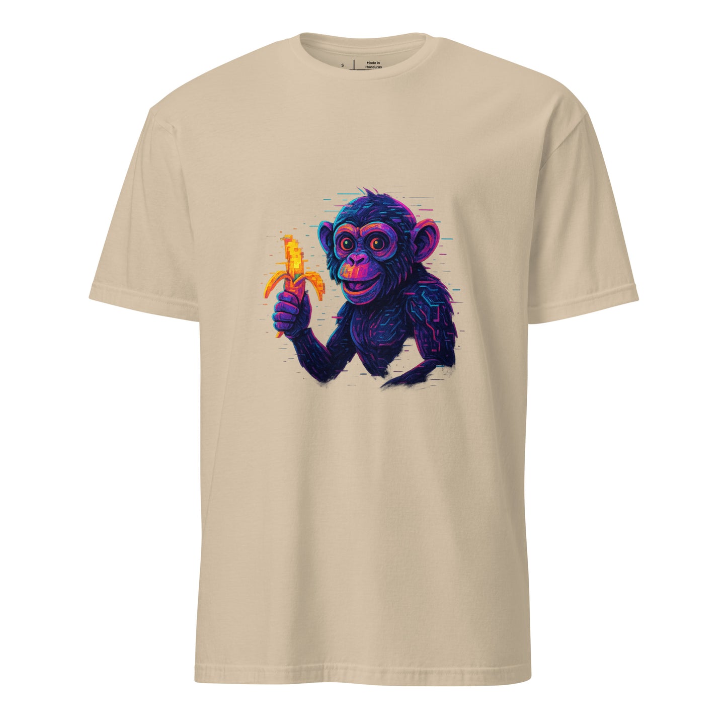Cyber Monkey – Futuristic Primate - Short-Sleeve Unisex T-Shirt - Graphic Tee - Sand - Front