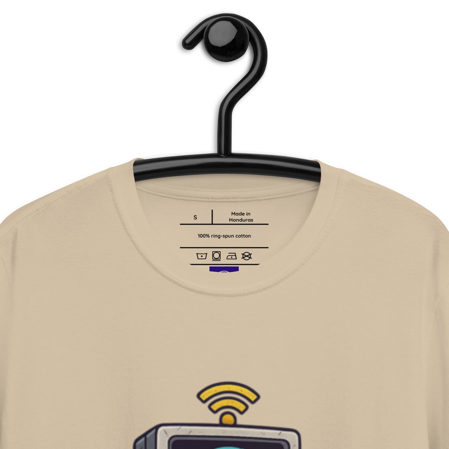 Digital Destroyer - Skeleton Bandwidth Battle - Short-Sleeve Unisex T-Shirt - Graphic Tee - Sand - Front Neckline