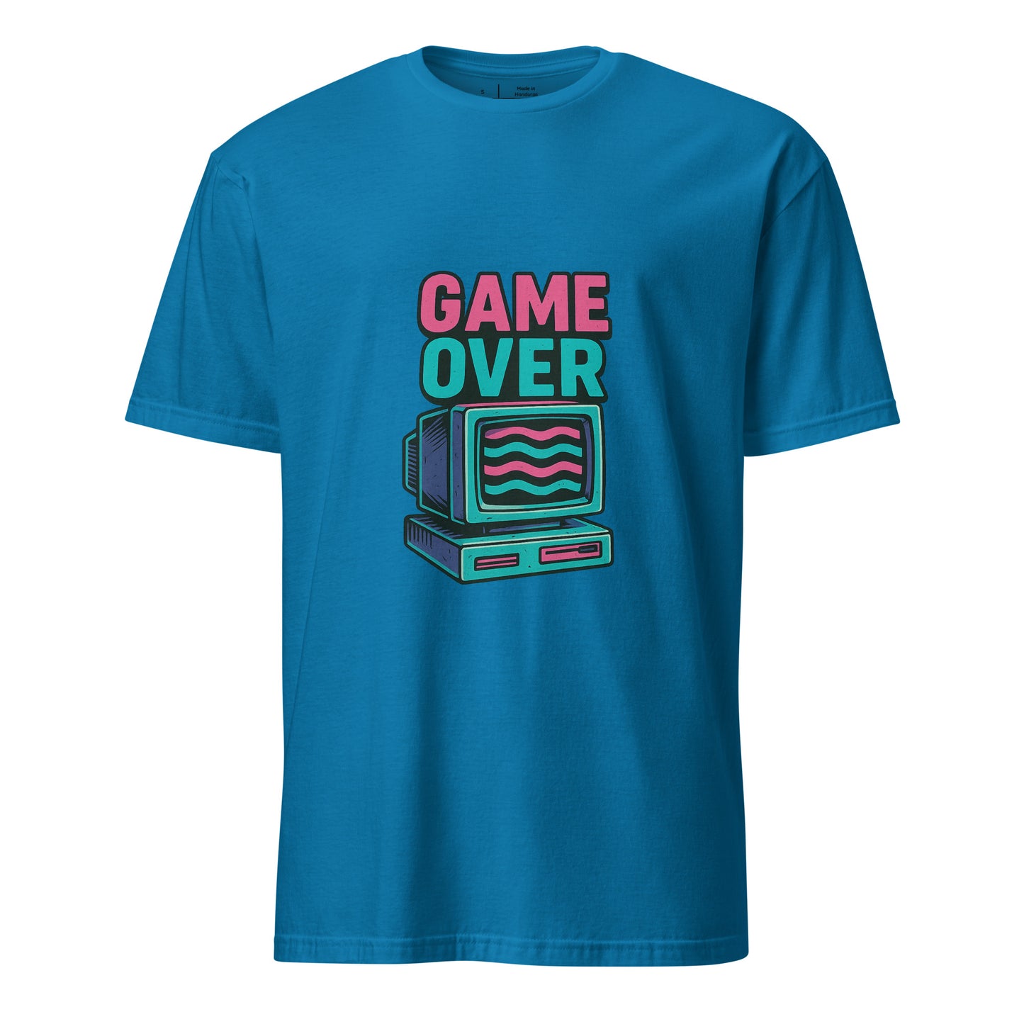 Game Over - Retro Gamer Glitch - Short-Sleeve Unisex T-Shirt - Graphic Tee - Sapphire - Front
