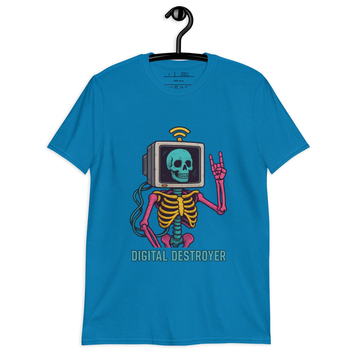 Digital Destroyer - Skeleton Bandwidth Battle - Short-Sleeve Unisex T-Shirt - Graphic Tee - Sapphire - Front