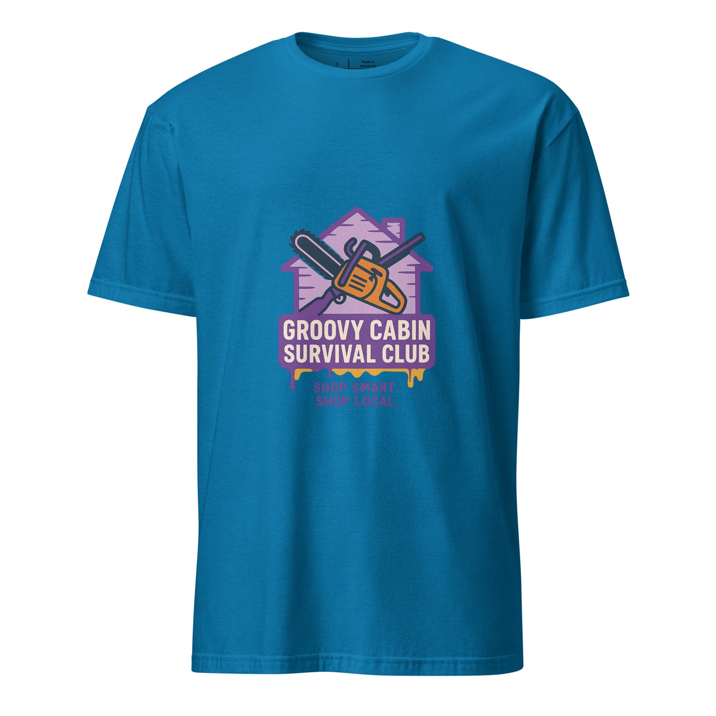 Groovy Cabin- Retro Horror Vibes - Short-Sleeve Unisex T-Shirt - Graphic Tee - Sapphire - Front