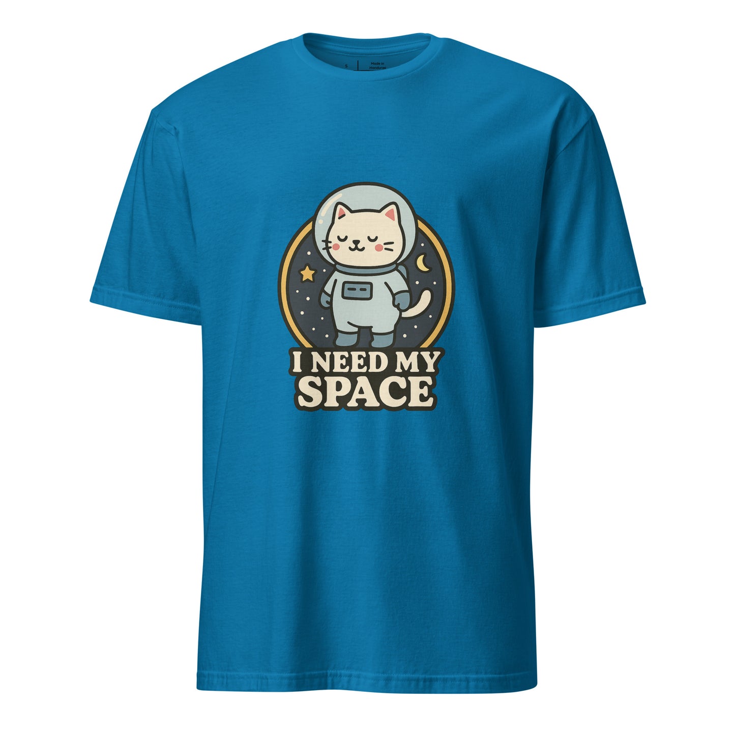 I Need Space – Lucky Cat Astronaut - Short-Sleeve Unisex T-Shirt - Graphic Tee - Sapphire - Front