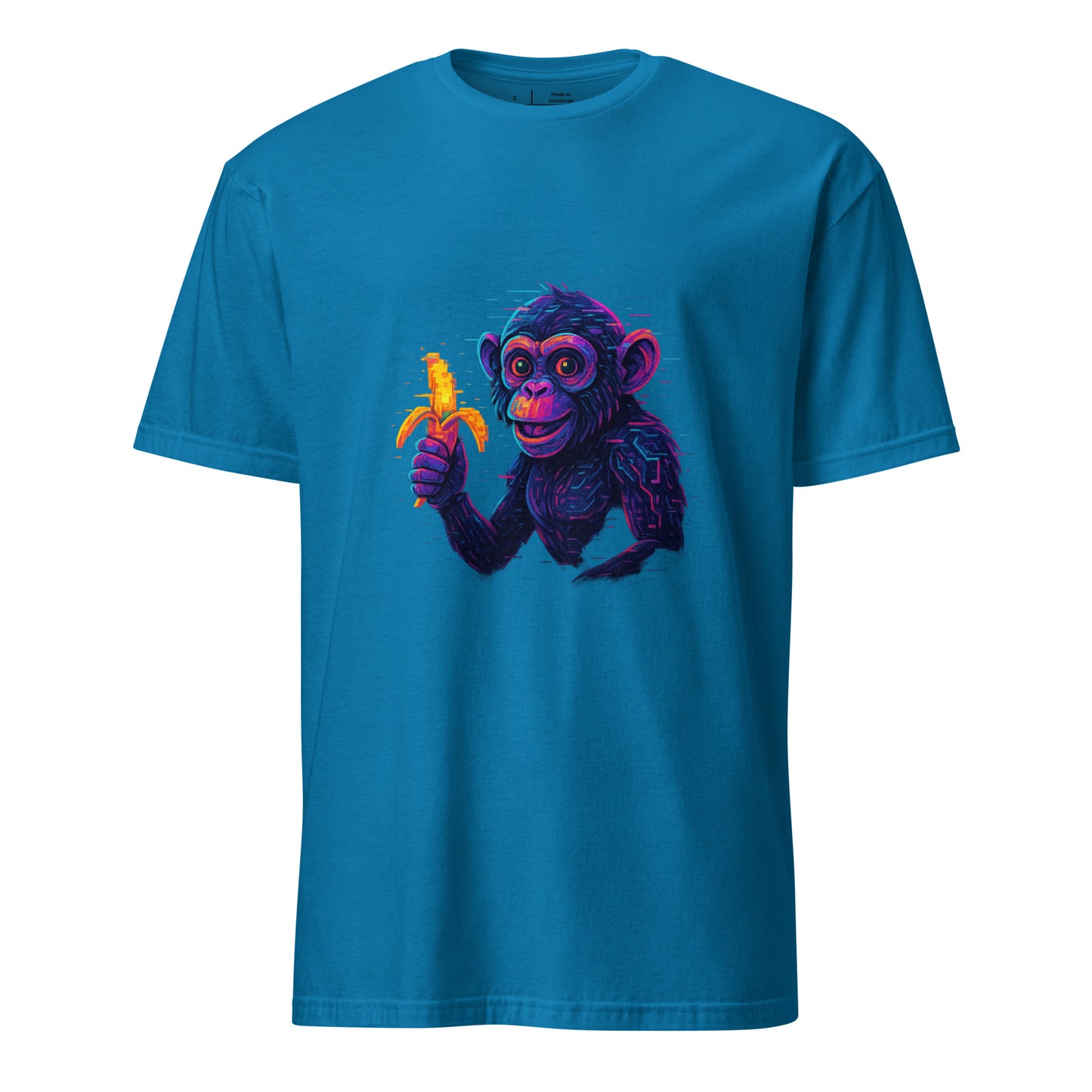 Cyber Monkey – Futuristic Primate - Short-Sleeve Unisex T-Shirt - Graphic Tee - Sapphire - Front