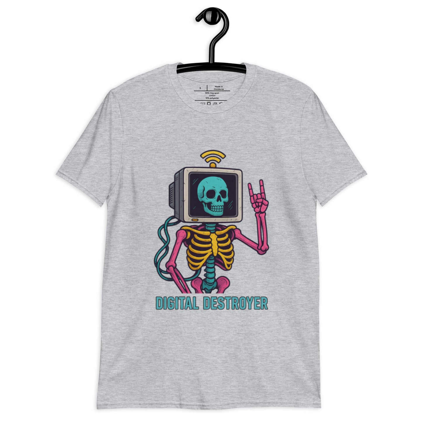 Digital Destroyer - Skeleton Bandwidth Battle - Short-Sleeve Unisex T-Shirt - Graphic Tee - Sport Grey - Front