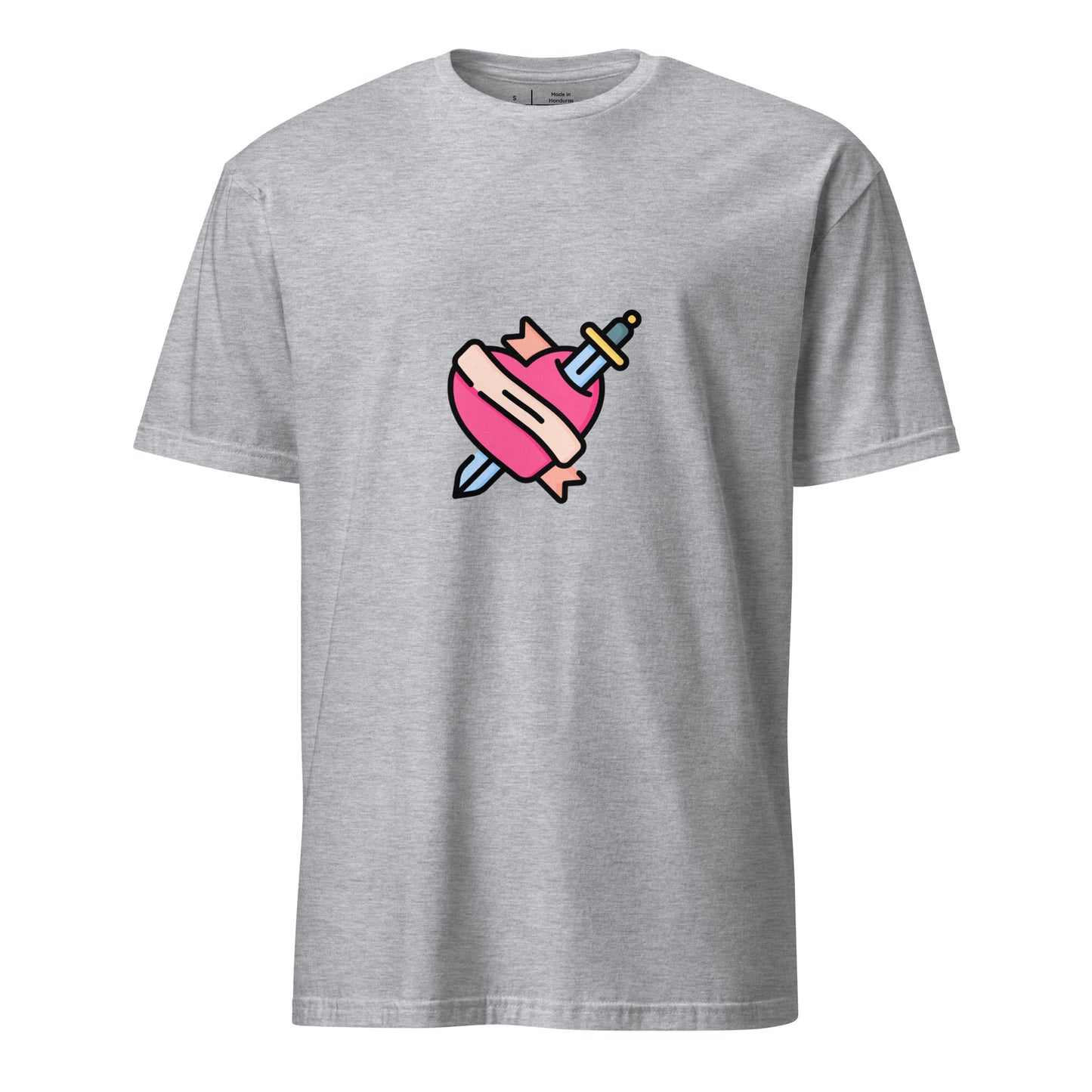 Heart & Dagger - Tattoo-Inspired Art - Short-Sleeve Unisex T-Shirt - Graphic Tee - Sport Grey - Front