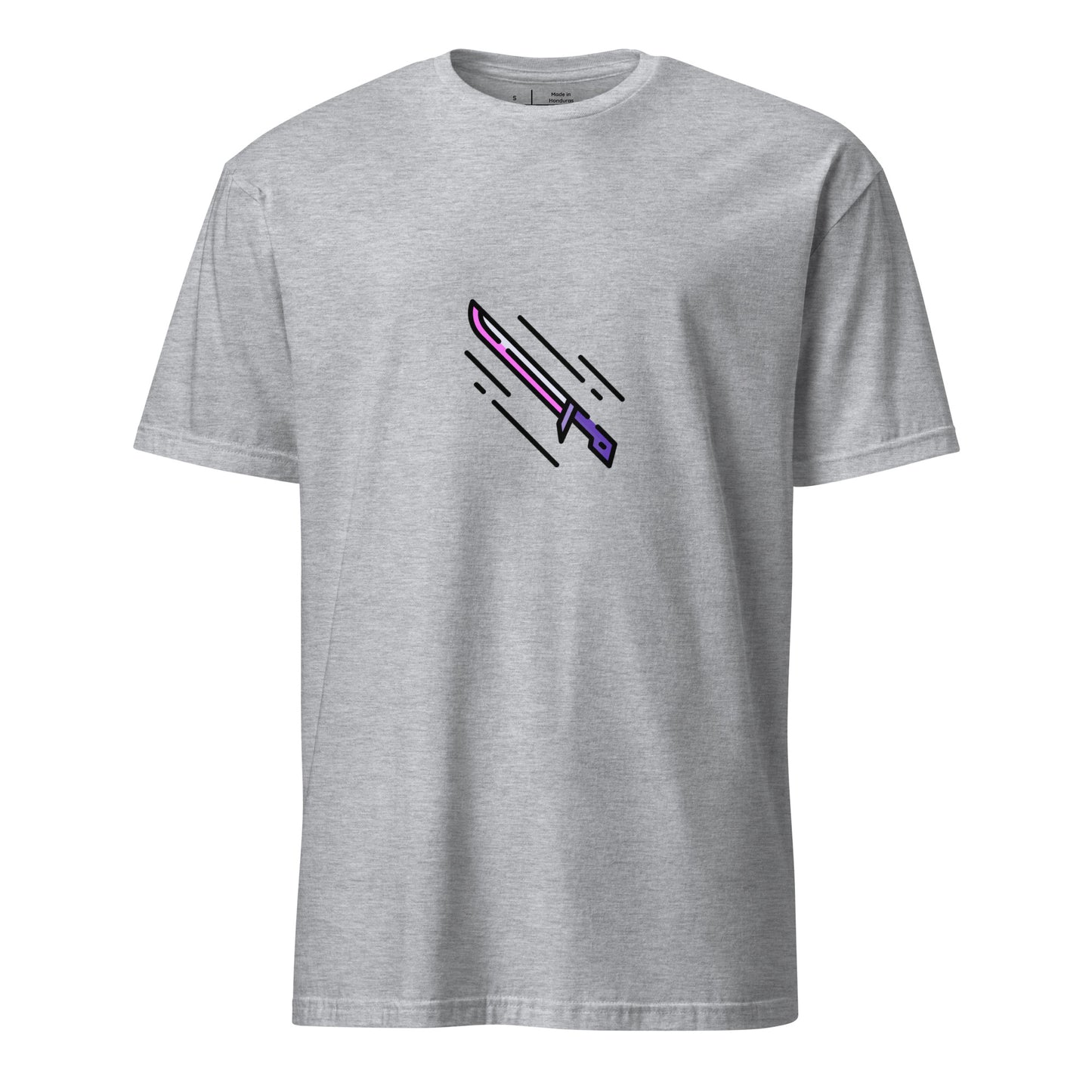 Cyber Sword – Blade Of The Neon Future - Short-Sleeve Unisex T-Shirt - Graphic Tee - Sport Grey - Front