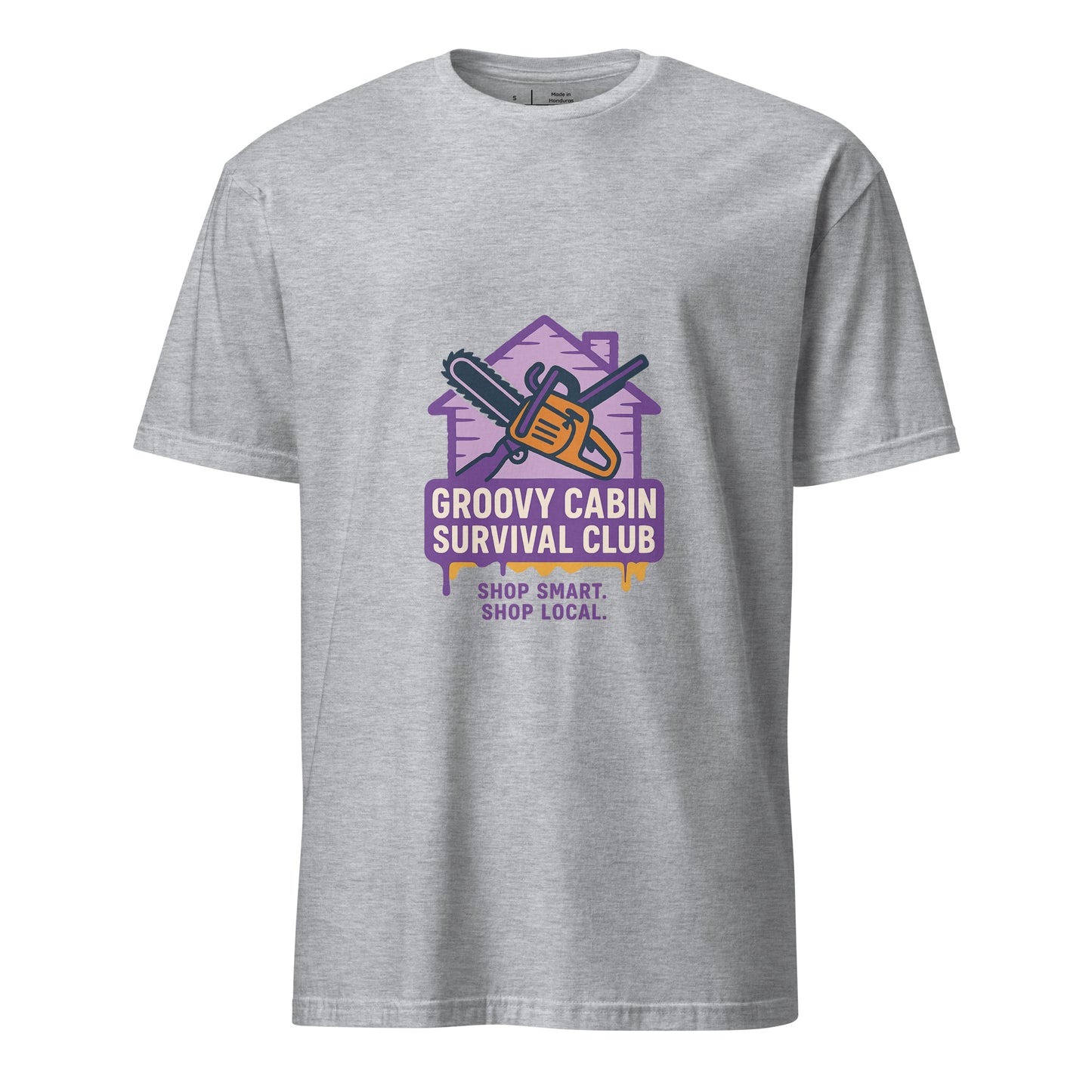 Groovy Cabin- Retro Horror Vibes - Short-Sleeve Unisex T-Shirt - Graphic Tee - Sport Grey - Front