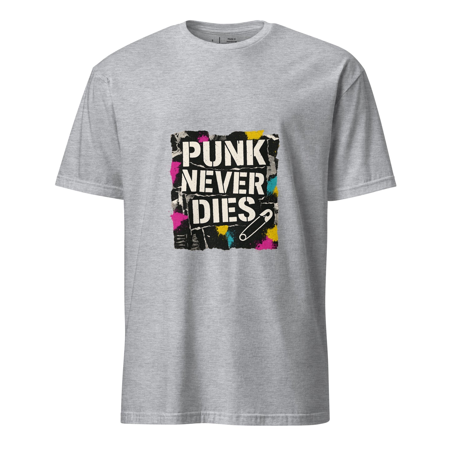 Punk Never Dies – Retro Punk Rock - Short-Sleeve Unisex T-Shirt - Graphic Tee - Sport Grey - Front