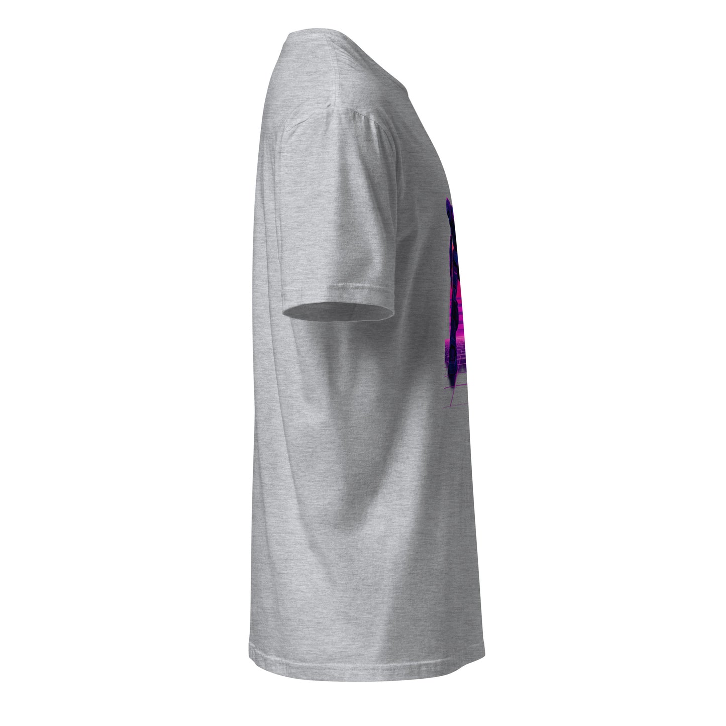 Synthwave Mech – Neon Titan - Short-Sleeve Unisex T-Shirt - Graphic Tee - Sport Grey - Right side