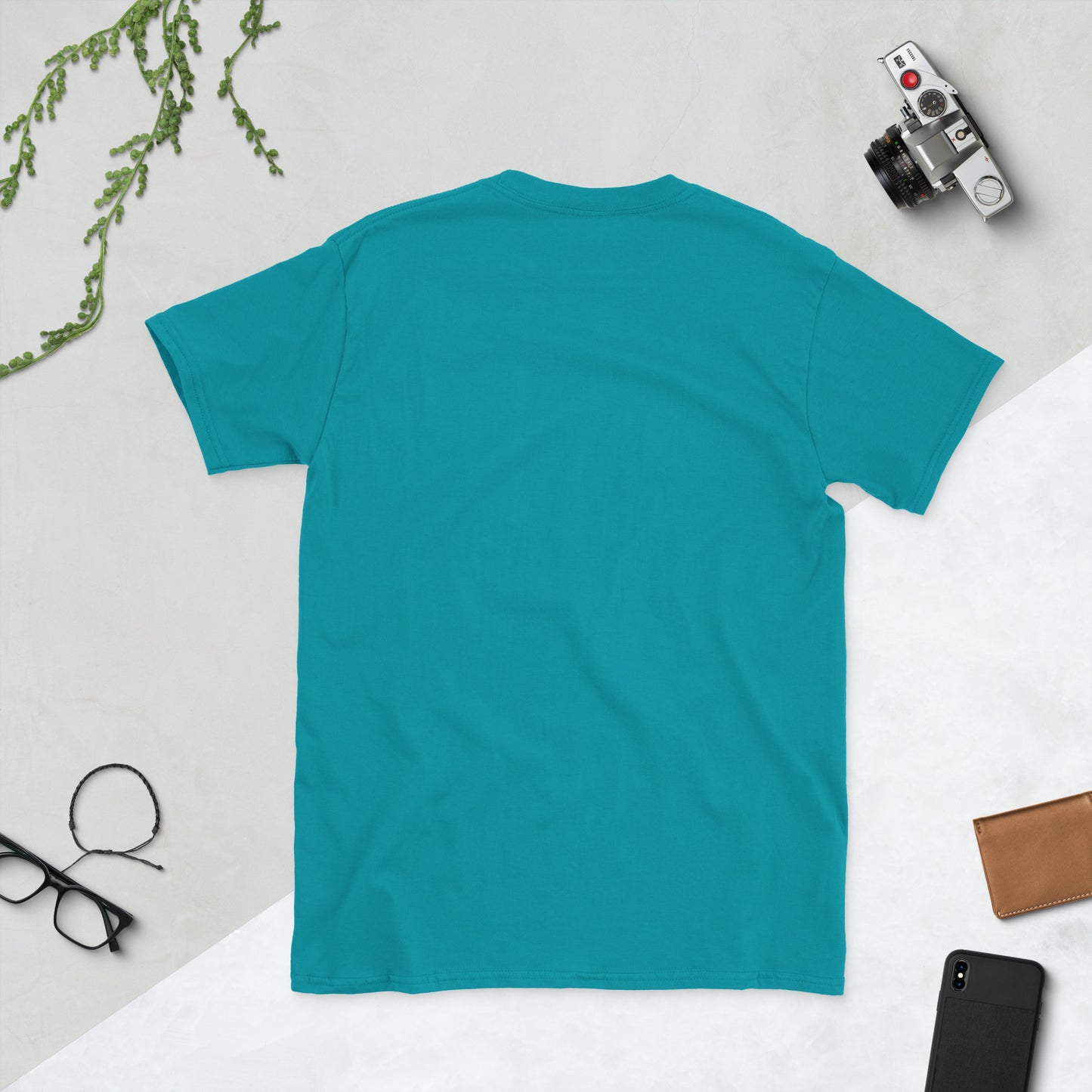 Stay Kind – Retro Heart Typography - Short-Sleeve Unisex T-Shirt - Graphic Tee - Tropical Blue - Back
