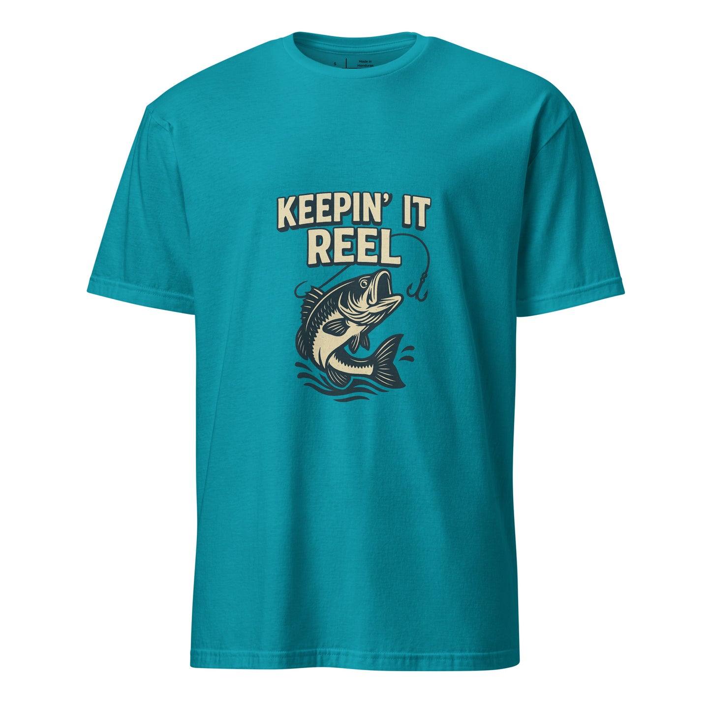 Keepin It Reel - Fishing Slogan - Short-Sleeve Unisex T-Shirt - Graphic Tee - Tropical Blue - Front