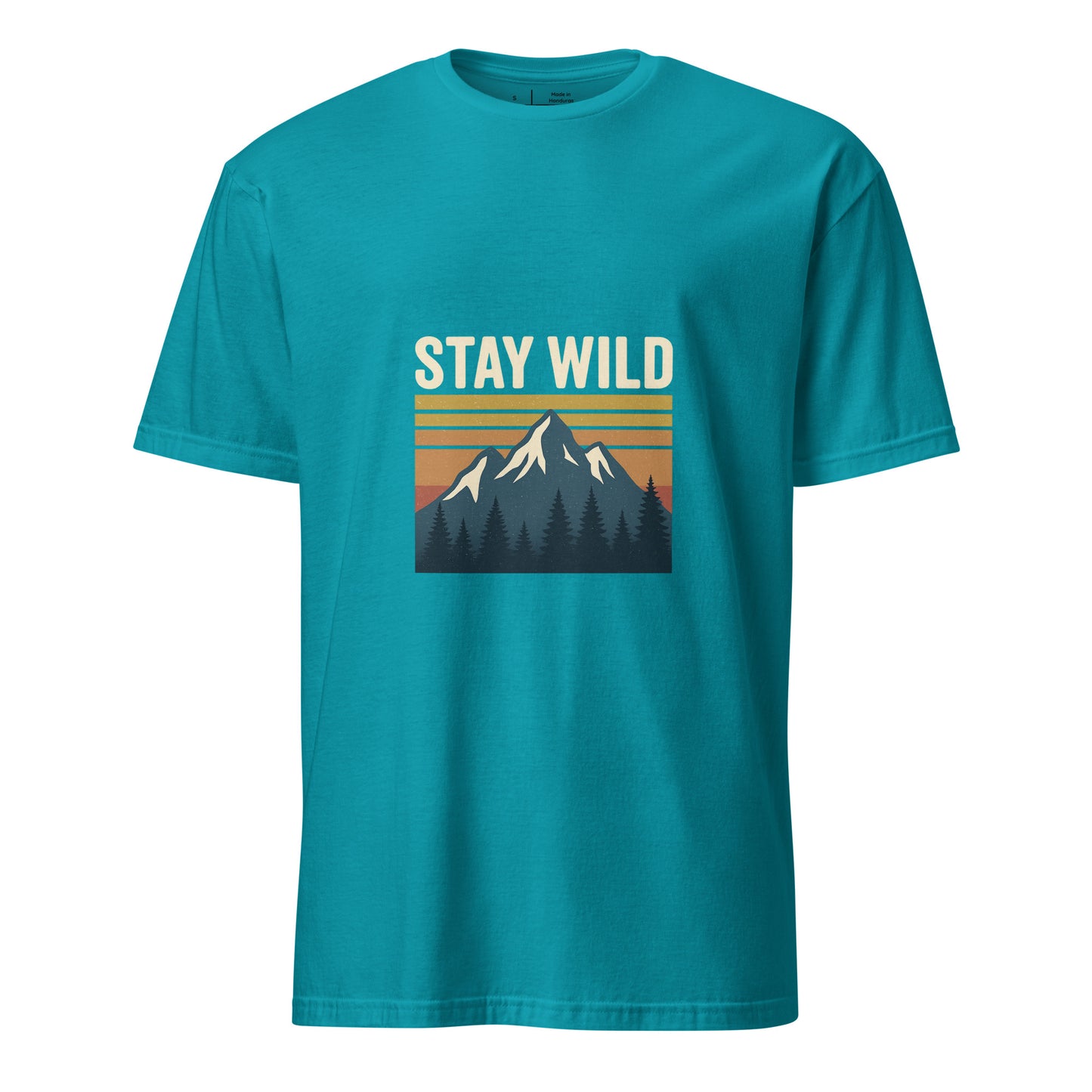 Stay Wild – Embrace The Adventure - Short-Sleeve Unisex T-Shirt - Graphic Tee - Tropical Blue - Front