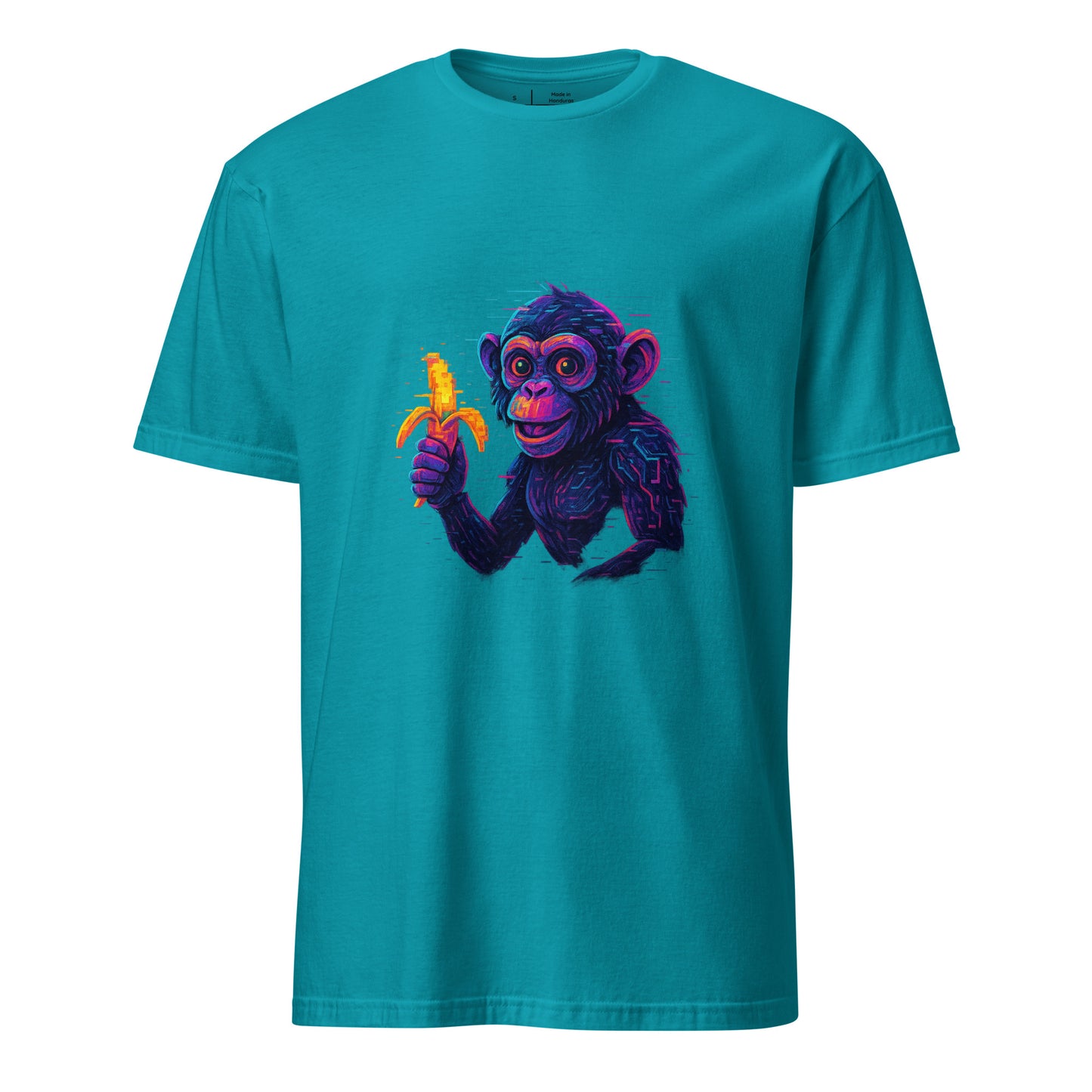 Cyber Monkey – Futuristic Primate - Short-Sleeve Unisex T-Shirt - Graphic Tee - Tropical Blue - Front