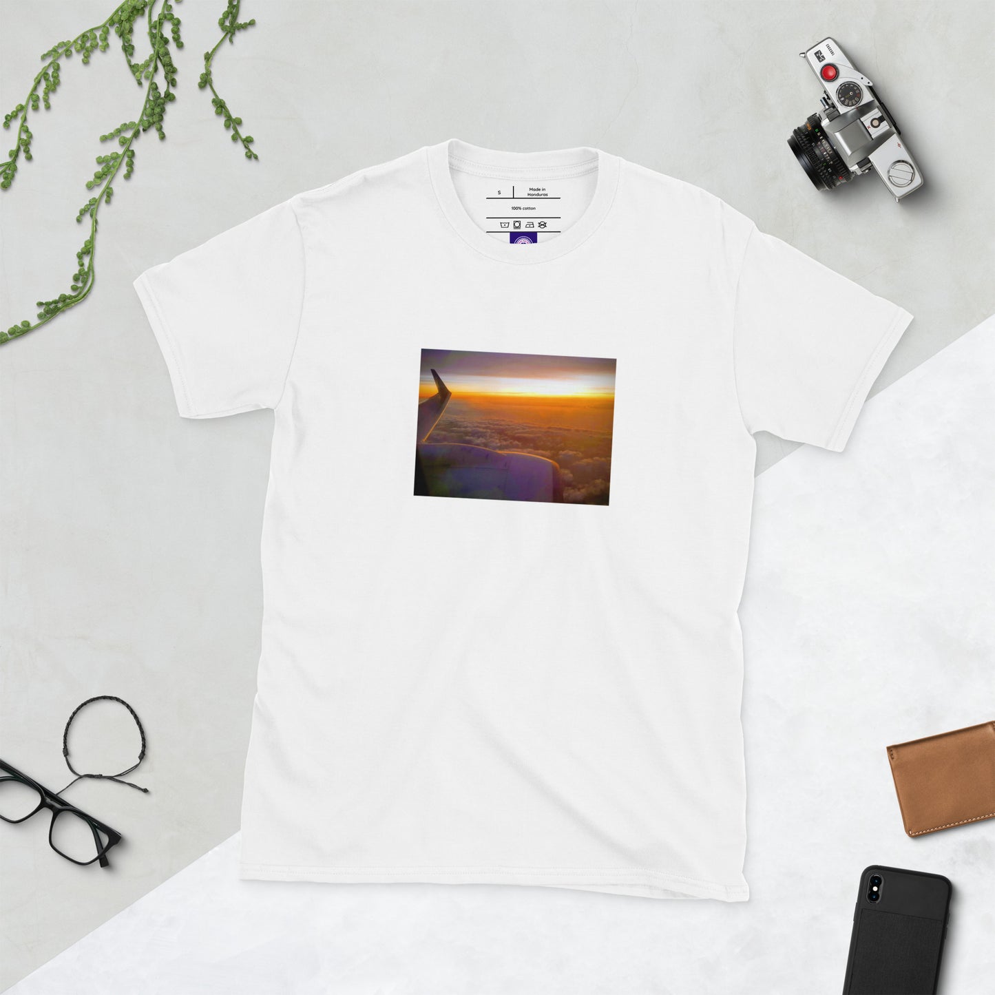 Jet Set - Sunset Above The Clouds - Short-Sleeve Unisex T-Shirt - Graphic Tee - White - Front